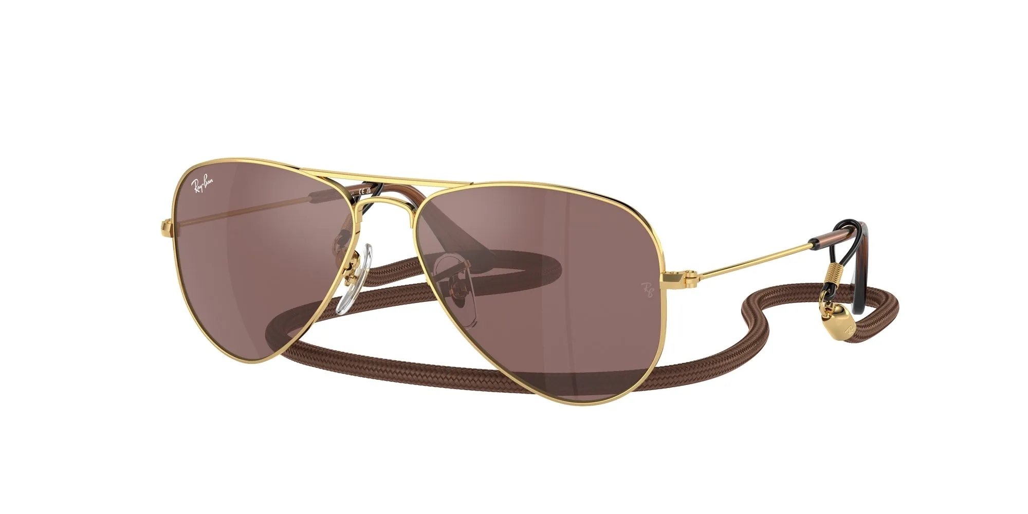 Ray - Ban RJ9506S JUNIOR AVIATOR 223/6G Occhiali da sole Metallo Oro Marrone Pilot Specchiate Specchiato - immagine 1