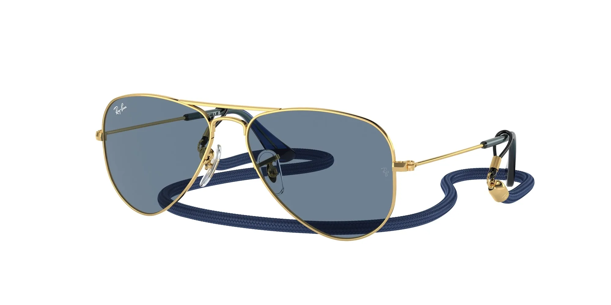 Ray - Ban RJ9506S JUNIOR AVIATOR 223/1U Occhiali da sole bambino Metallo Oro Blu Pilot Specchiate Specchiato - immagine 1