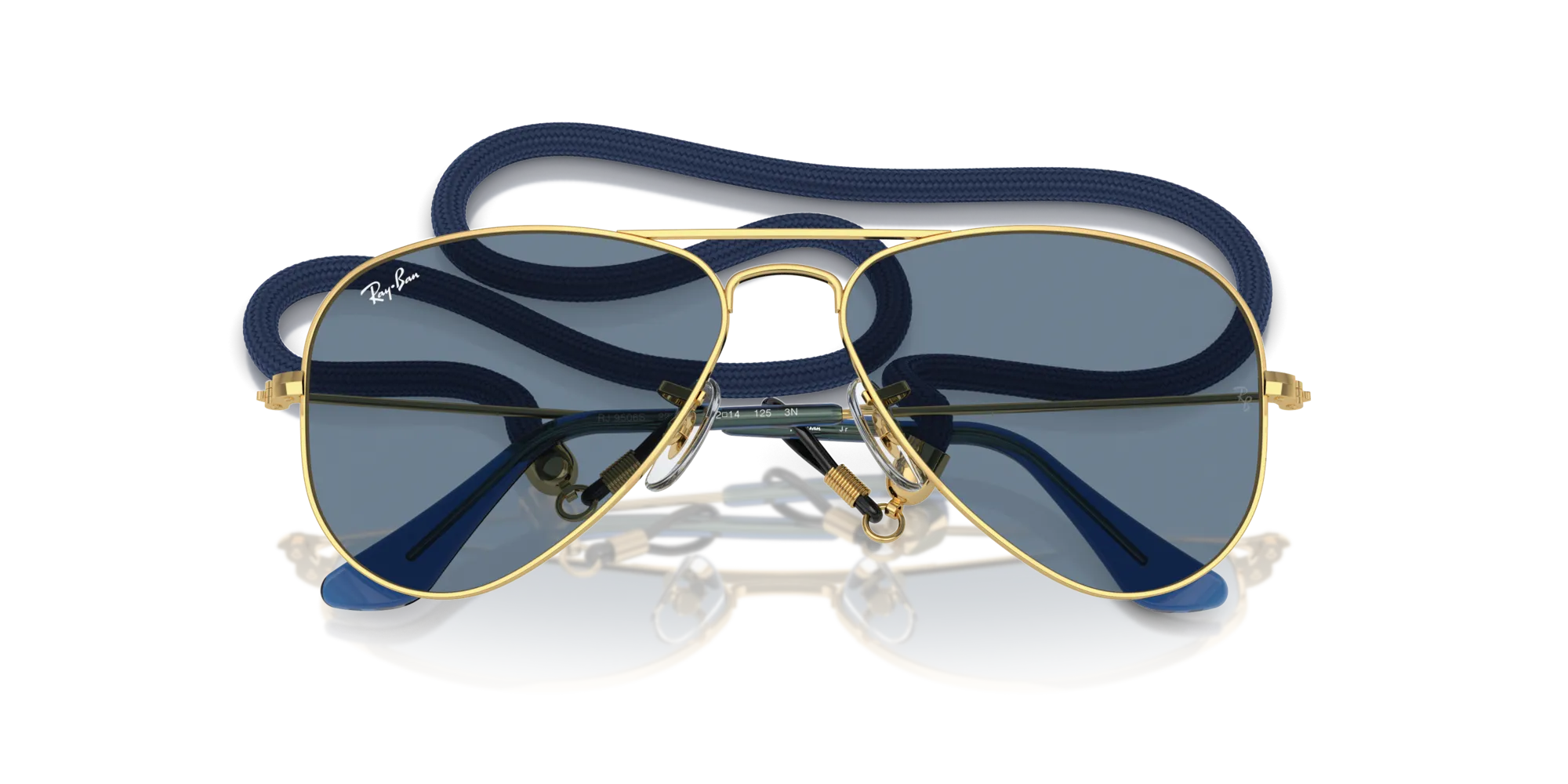 Ray - Ban RJ9506S JUNIOR AVIATOR 223/1U Occhiali da sole bambino Metallo Oro Blu Pilot Specchiate Specchiato - immagine 2