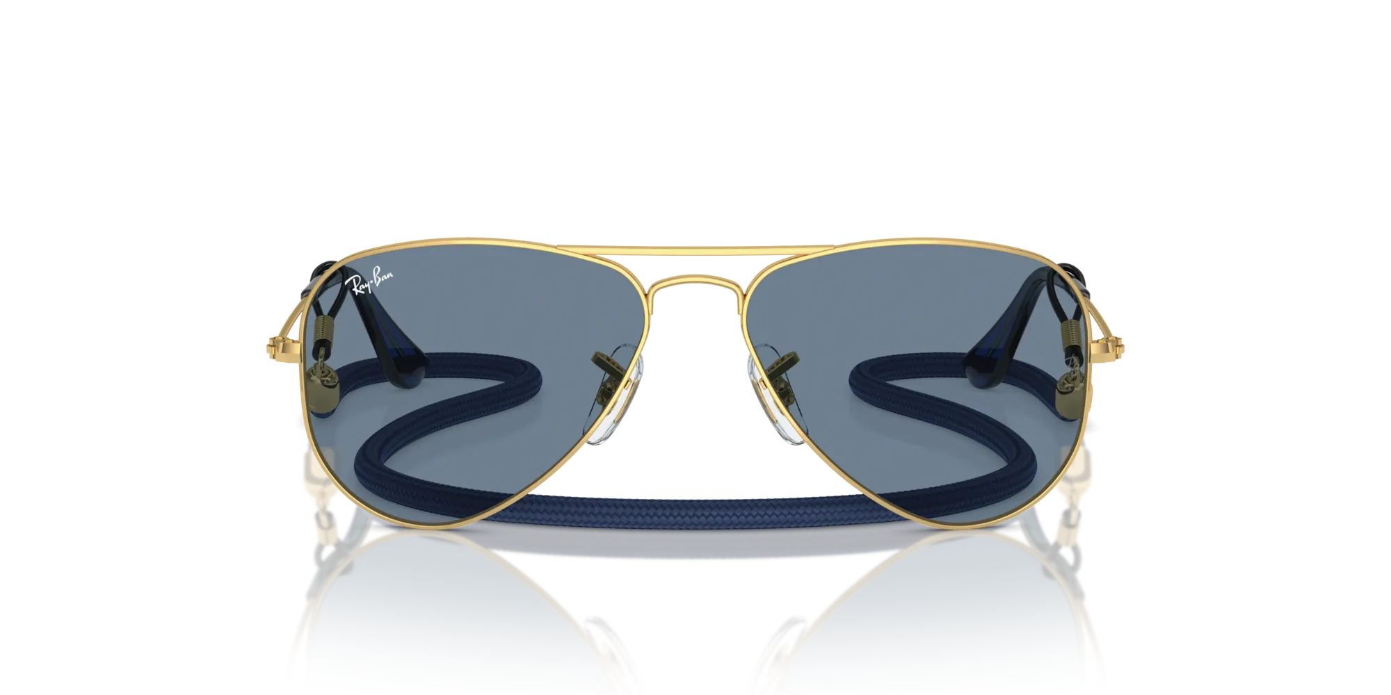 Ray - Ban RJ9506S JUNIOR AVIATOR 223/1U Occhiali da sole bambino Metallo Oro Blu Pilot Specchiate Specchiato - immagine 3