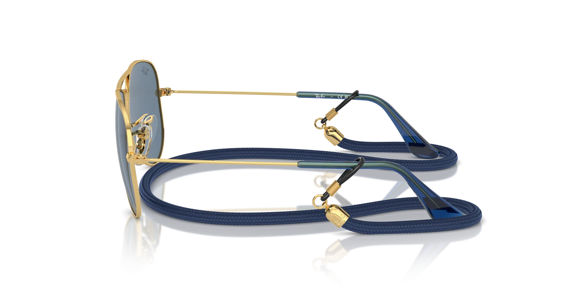 Ray - Ban RJ9506S JUNIOR AVIATOR 223/1U Occhiali da sole bambino Metallo Oro Blu Pilot Specchiate Specchiato - immagine 4