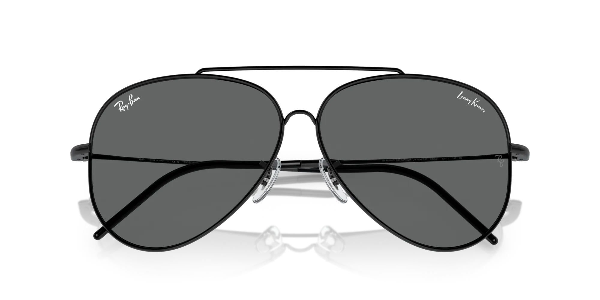 Ray - Ban RBR0101S AVIATOR REVERSE 002/GR Occhiali da sole Metallo Nero Grigio Pilot Normale - immagine 2