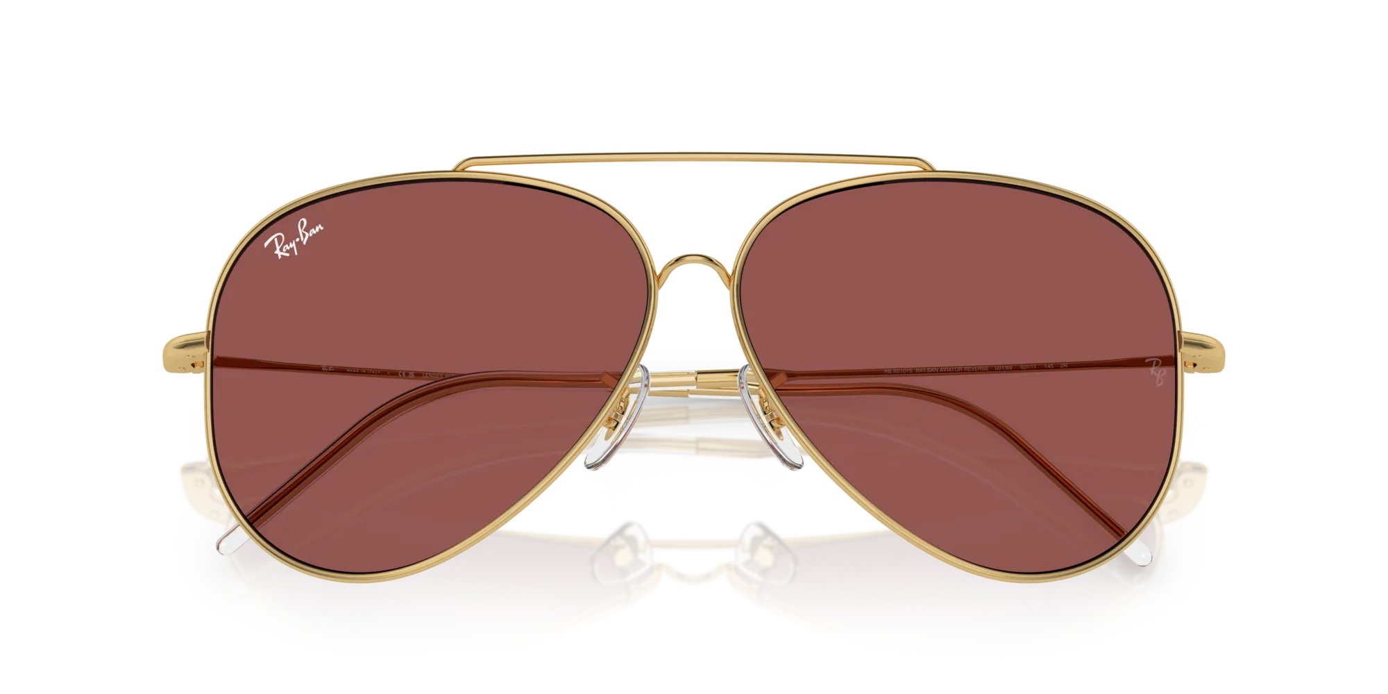 Ray - Ban RBR0101S AVIATOR REVERSE 001/69 Occhiali da sole Metallo Oro Viola Pilot Normale - immagine 2