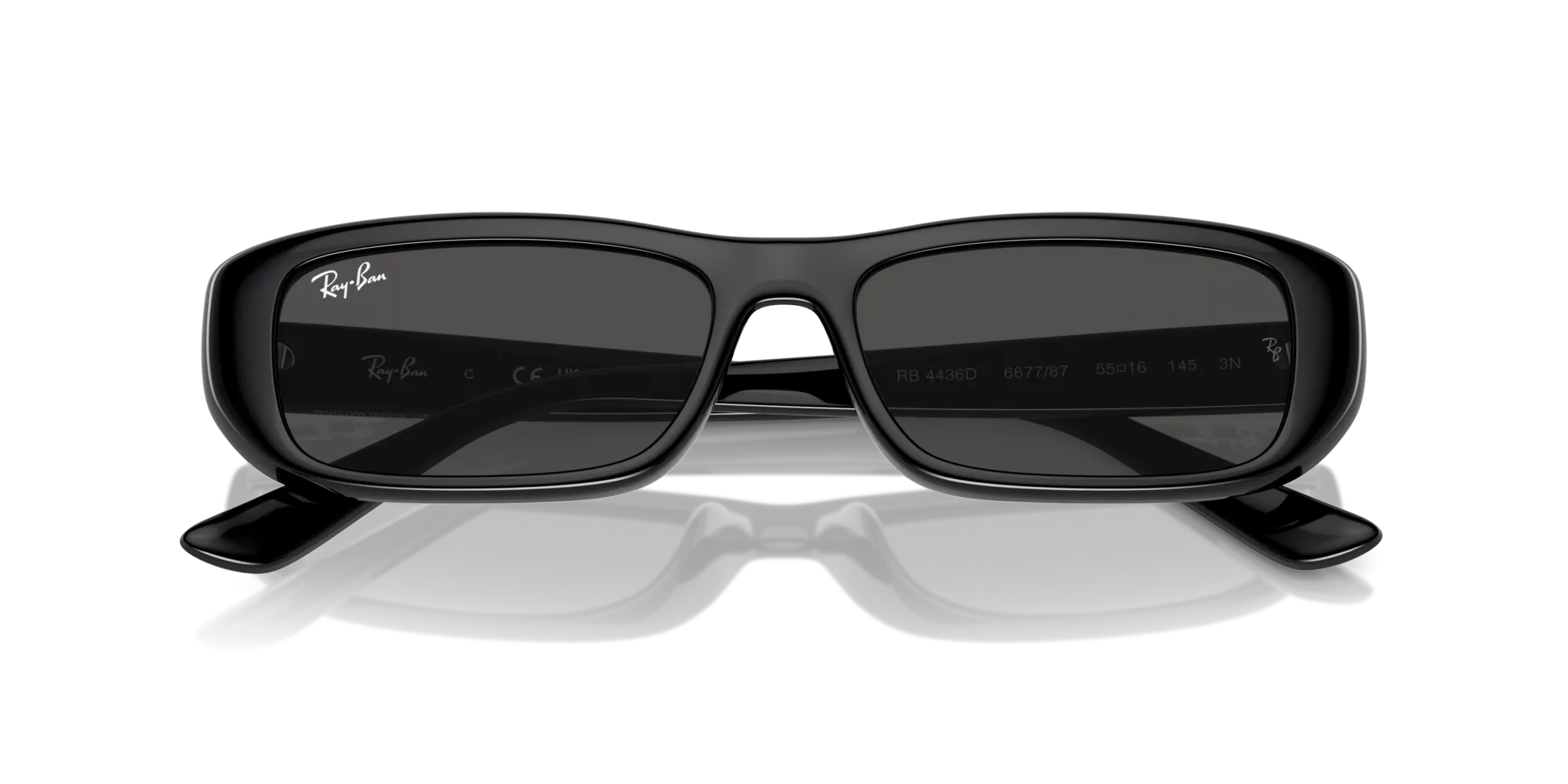 Ray - Ban RB4436D 667787 Occhiali da sole Iniettato Nero Grigio Pillow Normale - immagine 2