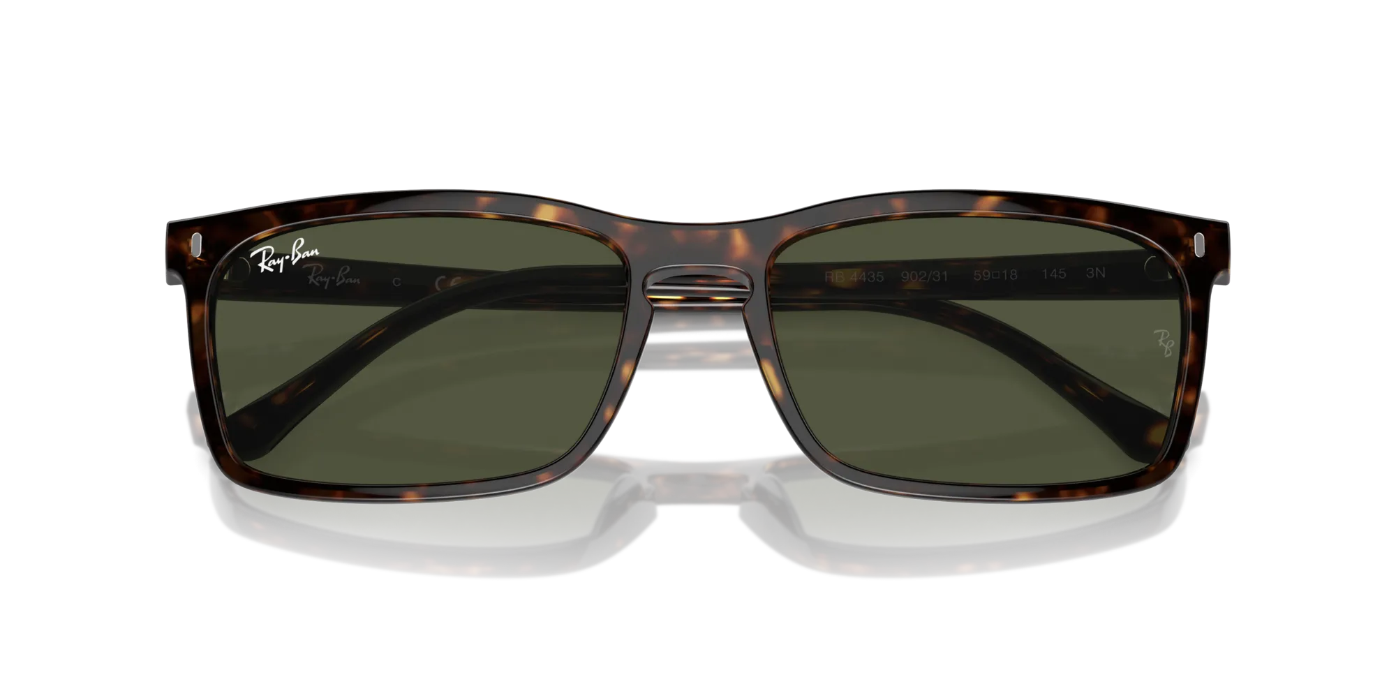 Ray - Ban RB4435 902/31 Occhiali da sole Acetato Tartaruga Verde Squadrata Normale - immagine 2