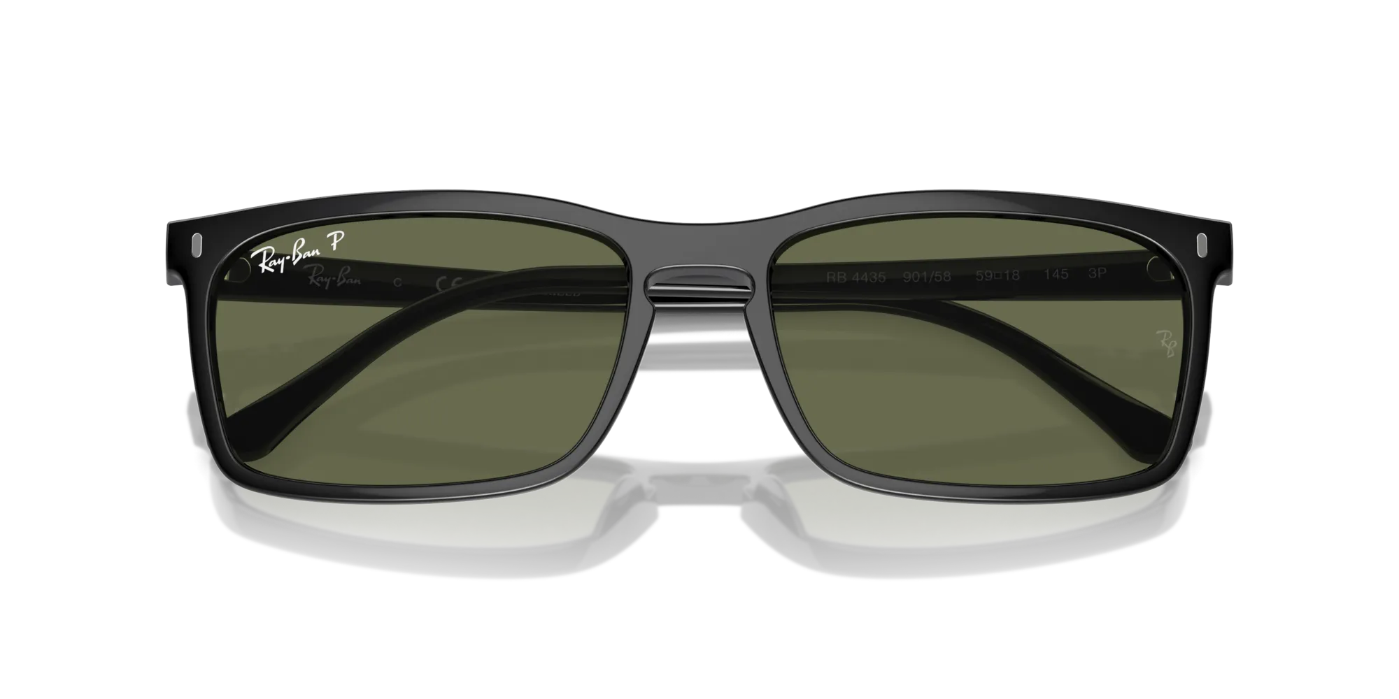 Ray - Ban RB4435 901/58 Occhiali da sole Acetato Nero Verde Squadrata Polarizzata Antiriflesso - immagine 2