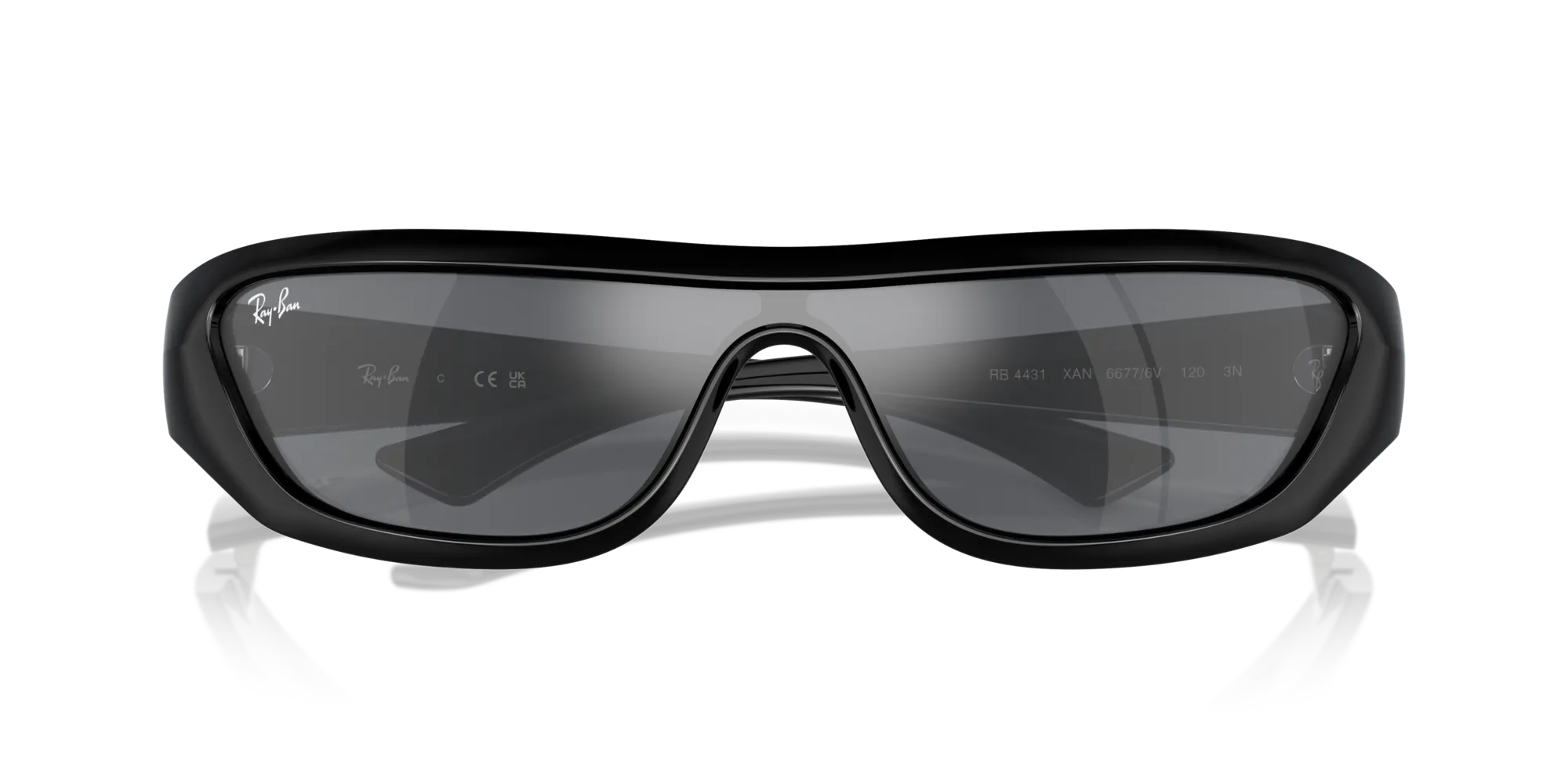 Ray - Ban RB4431 XAN 66776V Occhiali da sole Iniettato Nero Grigio Geometrica Normale Specchiato - immagine 2