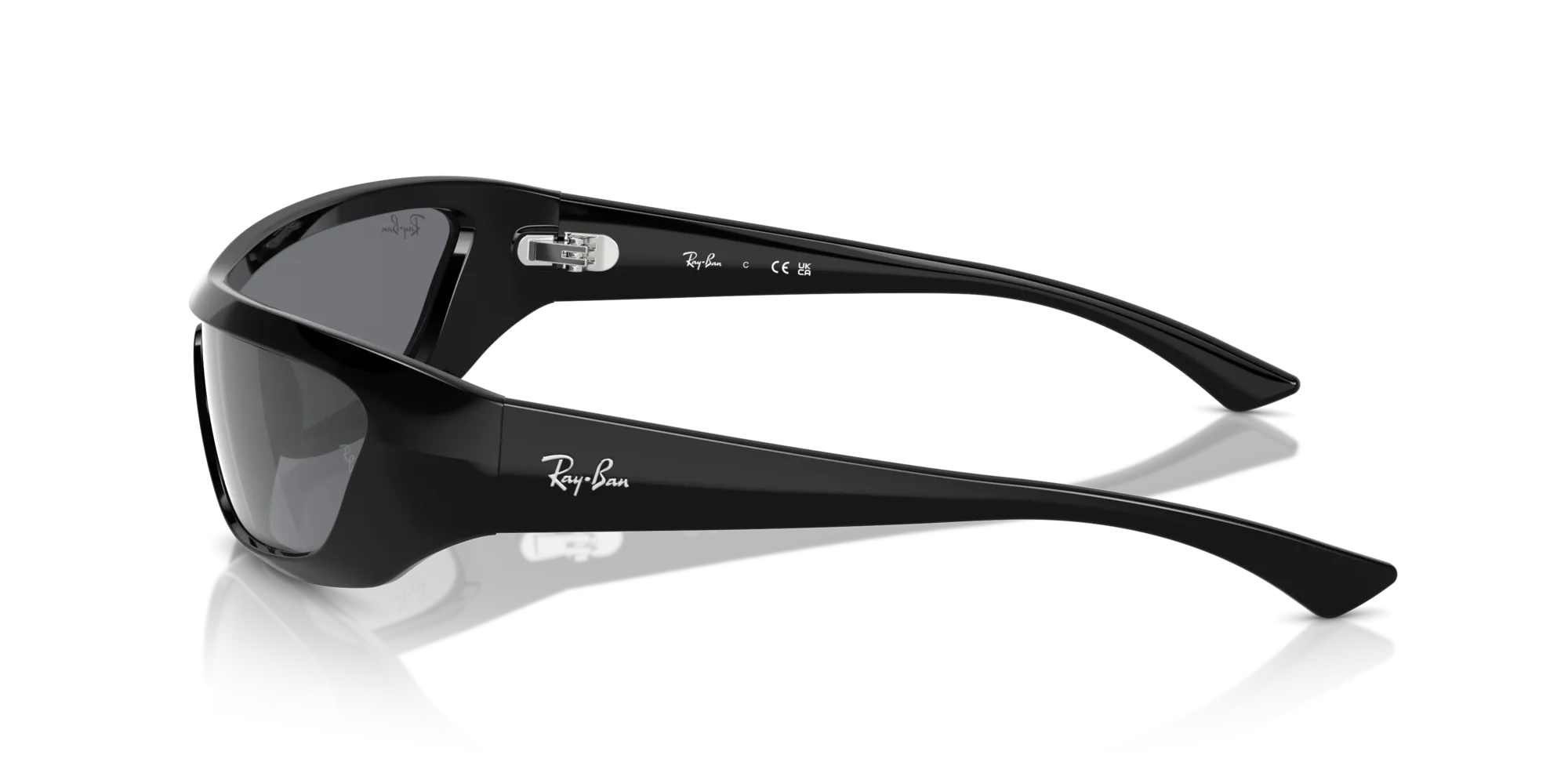 Ray - Ban RB4431 XAN 66776V Occhiali da sole Iniettato Nero Grigio Geometrica Normale Specchiato - immagine 4