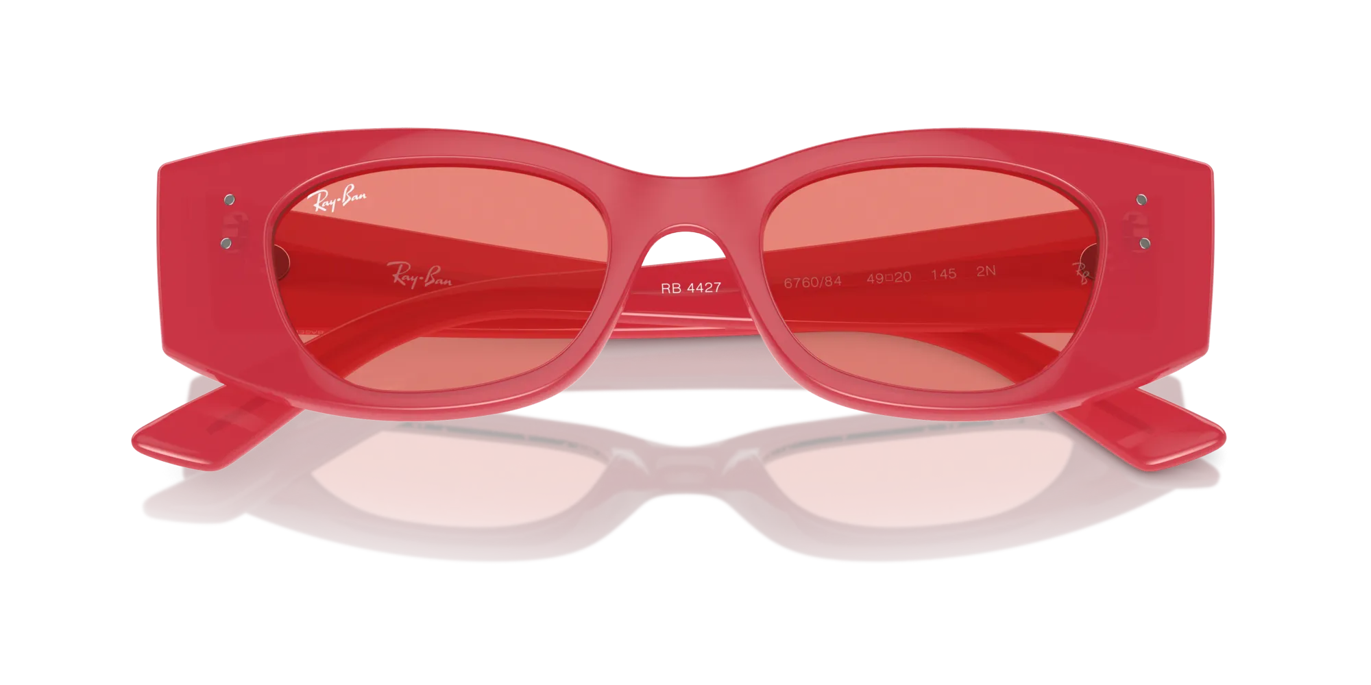 Ray - Ban RB4427 KAT 676084 Occhiali da sole Iniettato Rosso Rosa Geometrica Normale - immagine 2