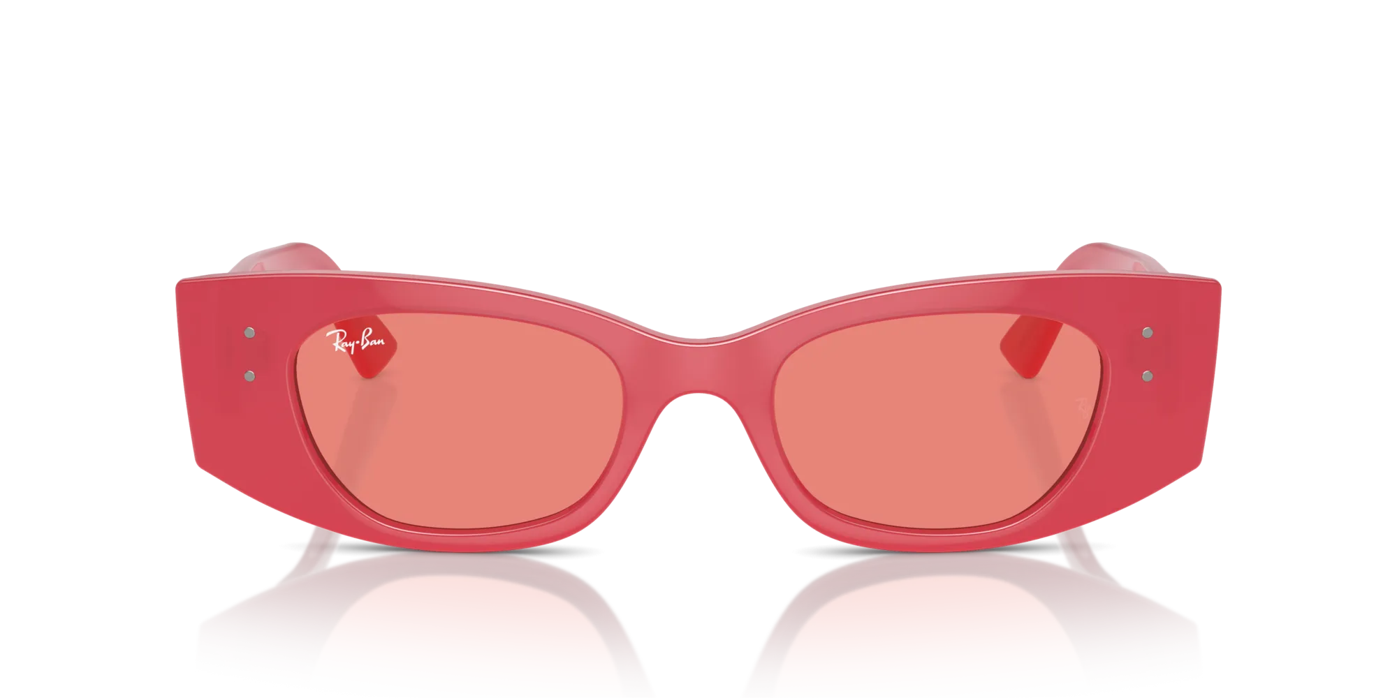 Ray - Ban RB4427 KAT 676084 Occhiali da sole Iniettato Rosso Rosa Geometrica Normale - immagine 3