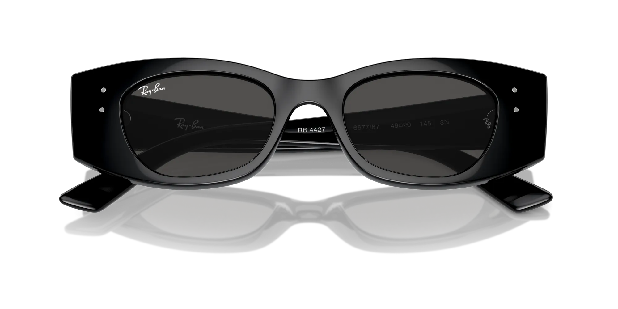 Ray - Ban RB4427 KAT 667787 Occhiali da sole Iniettato Nero Grigio Geometrica Normale - immagine 2