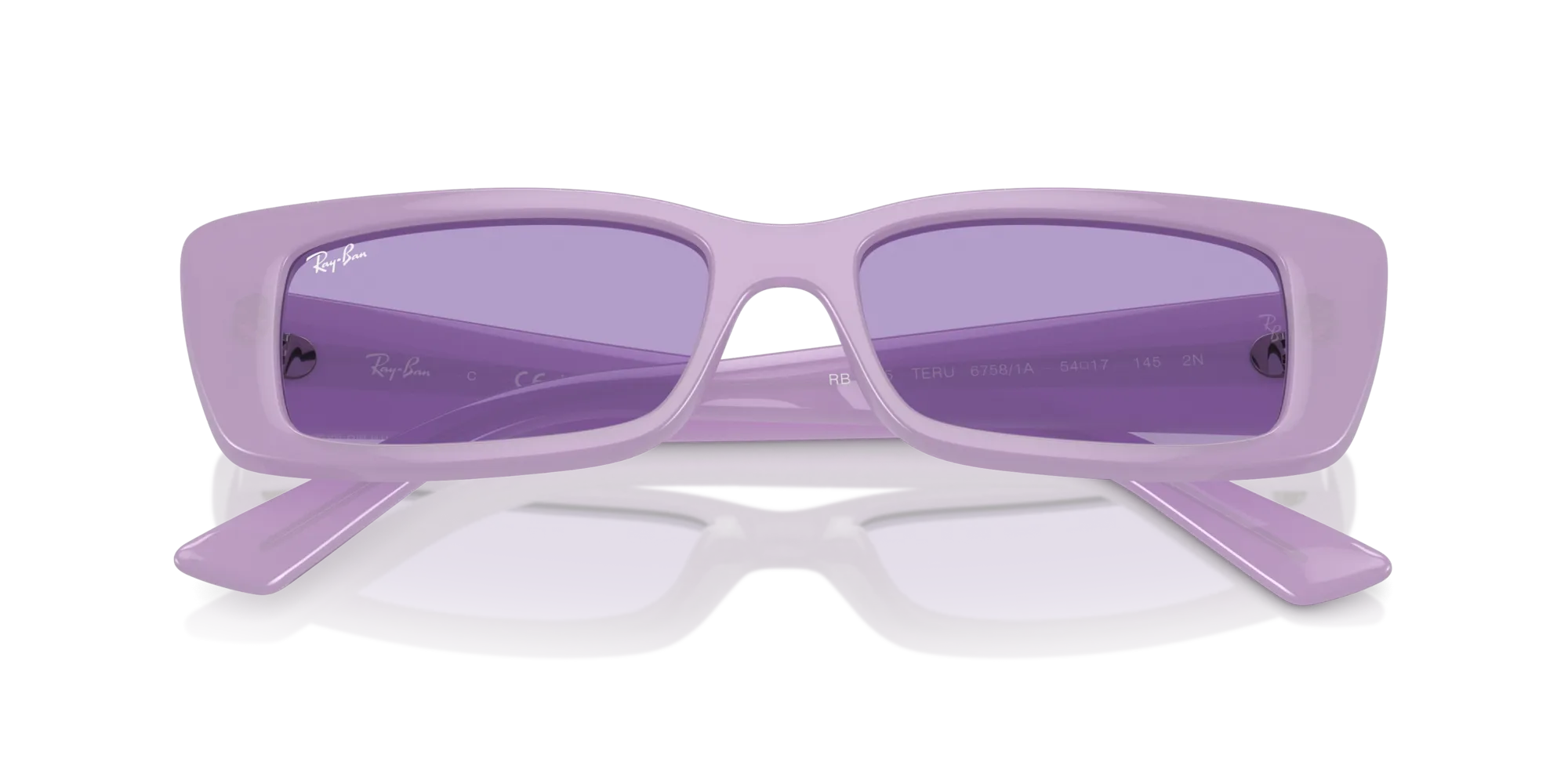 Ray - Ban RB4425 TERU 67581A Occhiali da sole Iniettato Viola Viola Squadrata Normale - immagine 2