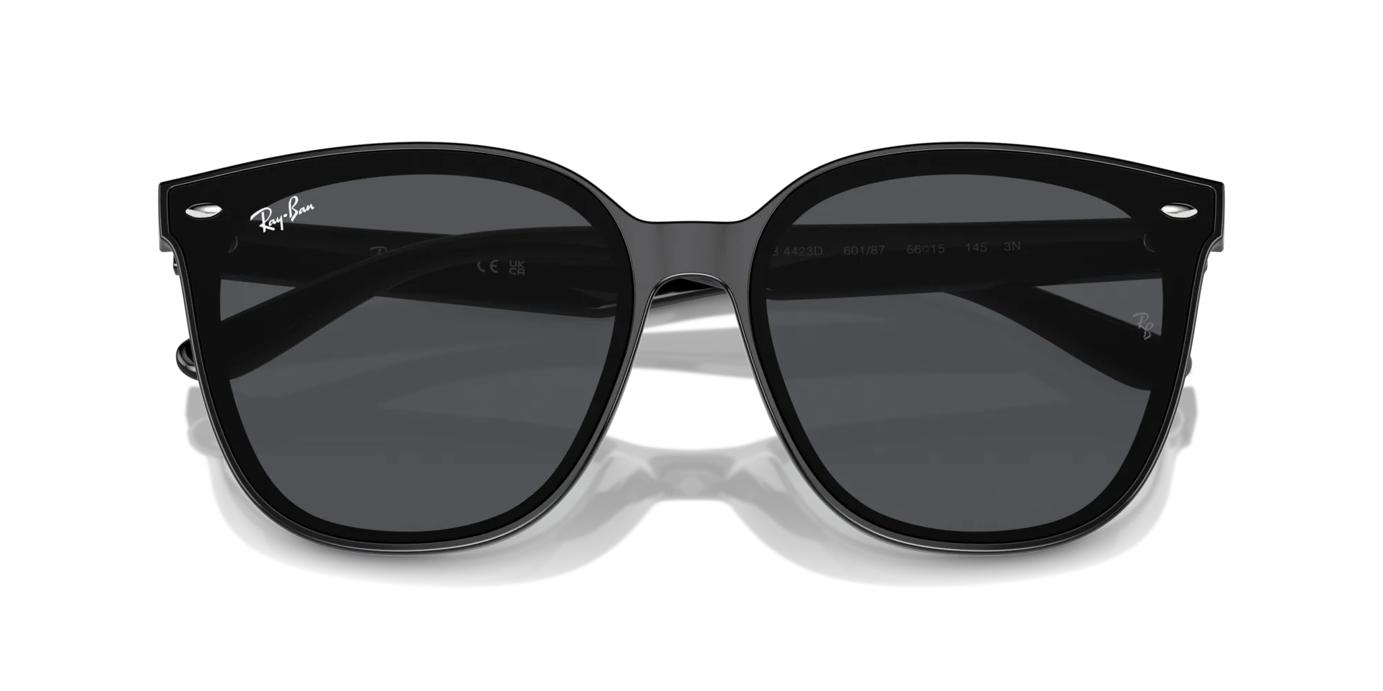 Ray - Ban RB4423D 601/87 Occhiali da sole Iniettato Nero Grigio Squadrata Normale - immagine 2