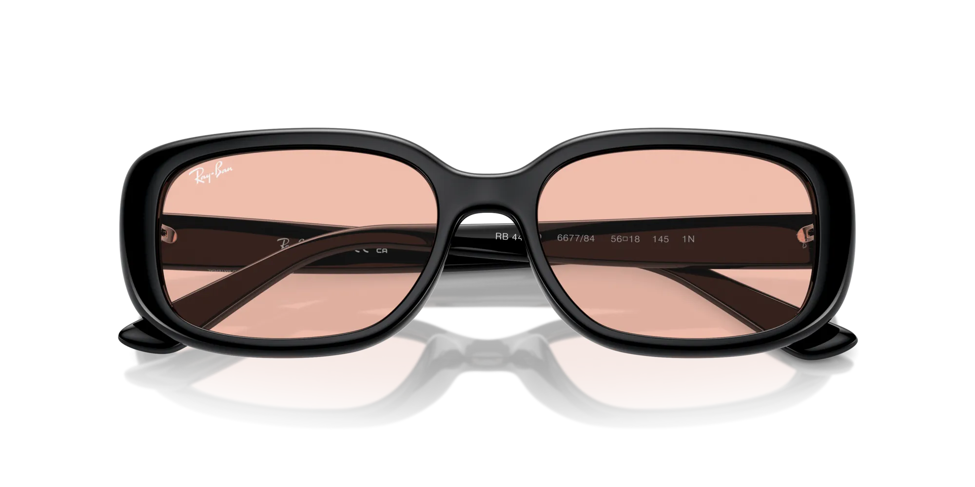Ray - Ban RB4421D 667784 Occhiali da sole Acetato Nero Rosa Pillow Normale - immagine 2