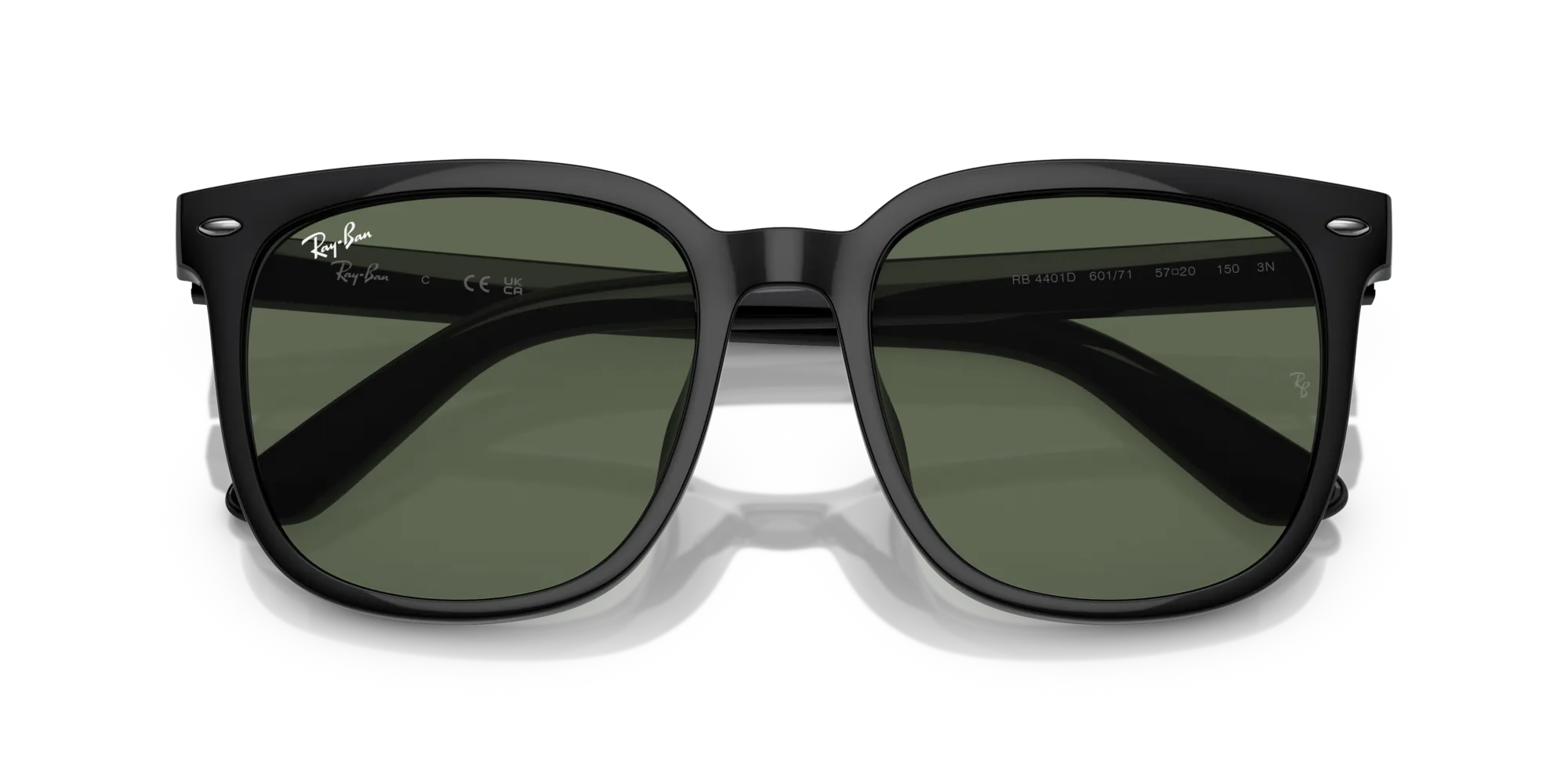 Ray - Ban RB4401D 601/71 Occhiali da sole Iniettato Nero Verde Squadrata Normale - immagine 2