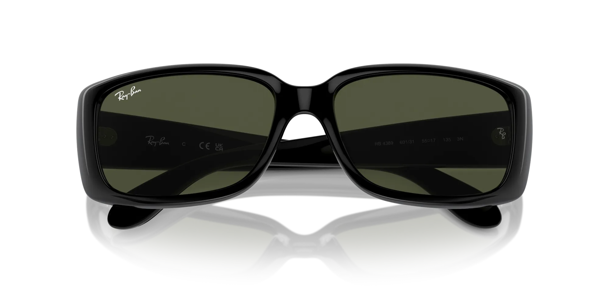 Ray - Ban RB4389 601/31 Occhiali da sole Acetato Nero Verde Pillow Normale - immagine 2