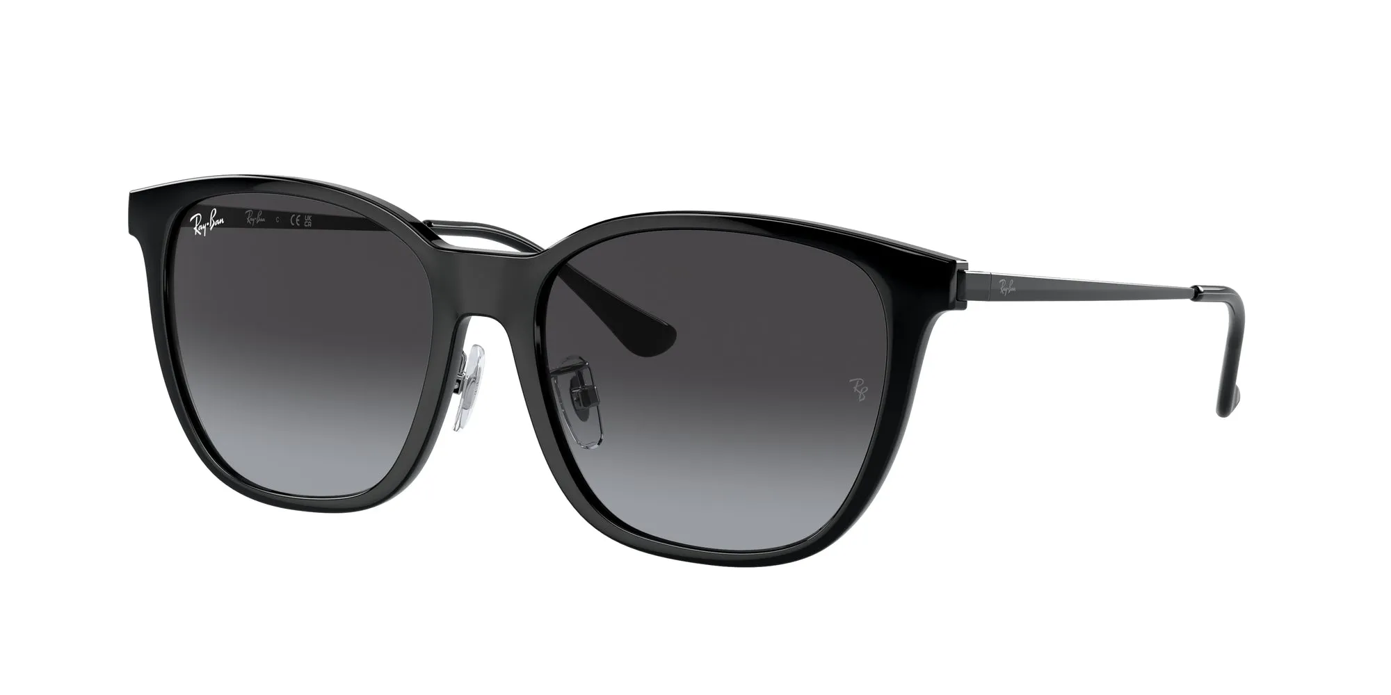 Ray - Ban RB4333D 601/8G Occhiali da sole Iniettato Nero Grigio Squadrata Normale Sfumato - immagine 1