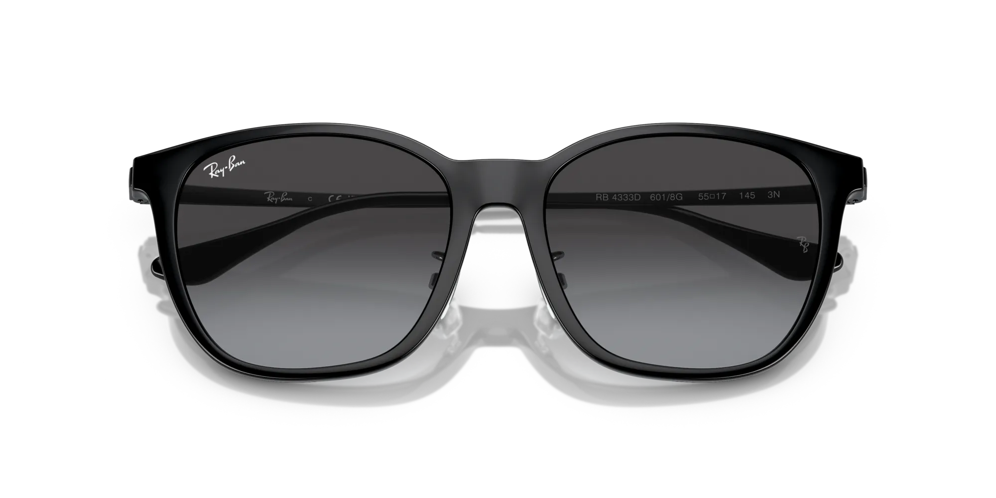 Ray - Ban RB4333D 601/8G Occhiali da sole Iniettato Nero Grigio Squadrata Normale Sfumato - immagine 2