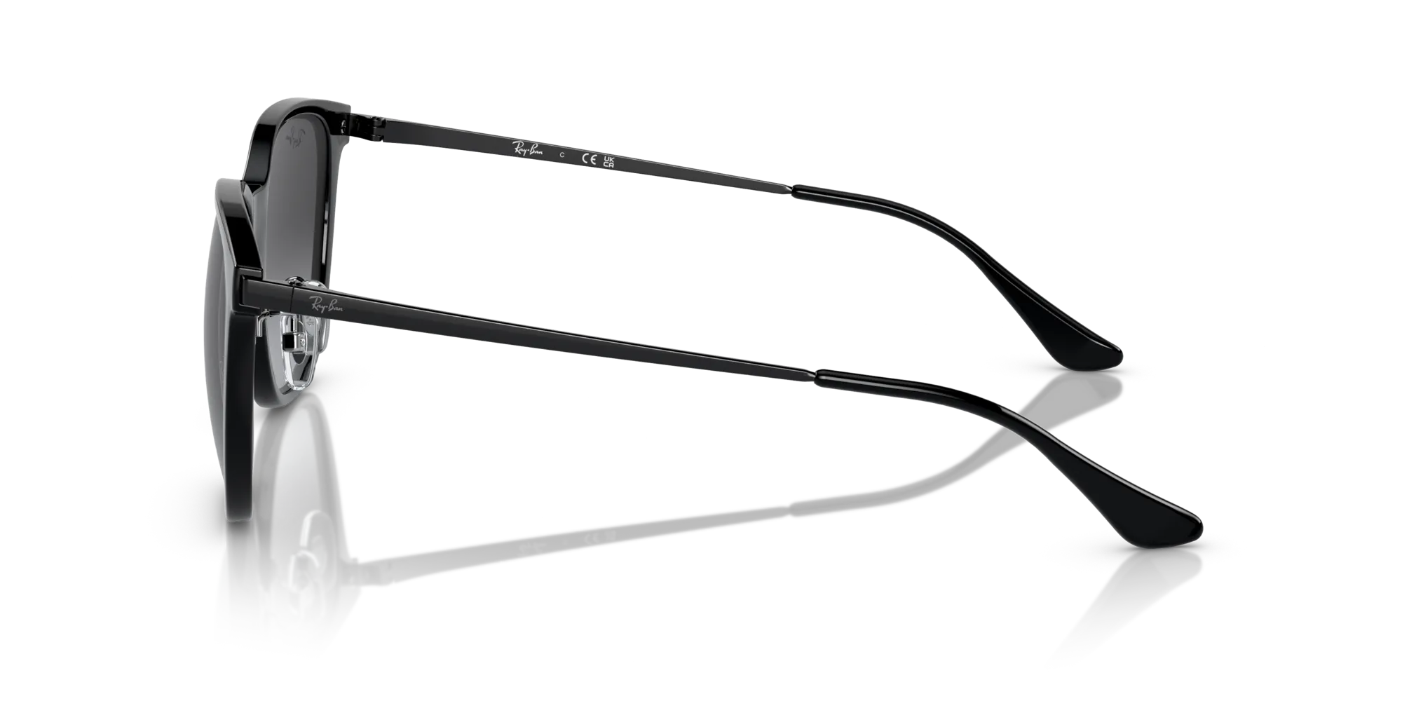 Ray - Ban RB4333D 601/8G Occhiali da sole Iniettato Nero Grigio Squadrata Normale Sfumato - immagine 4