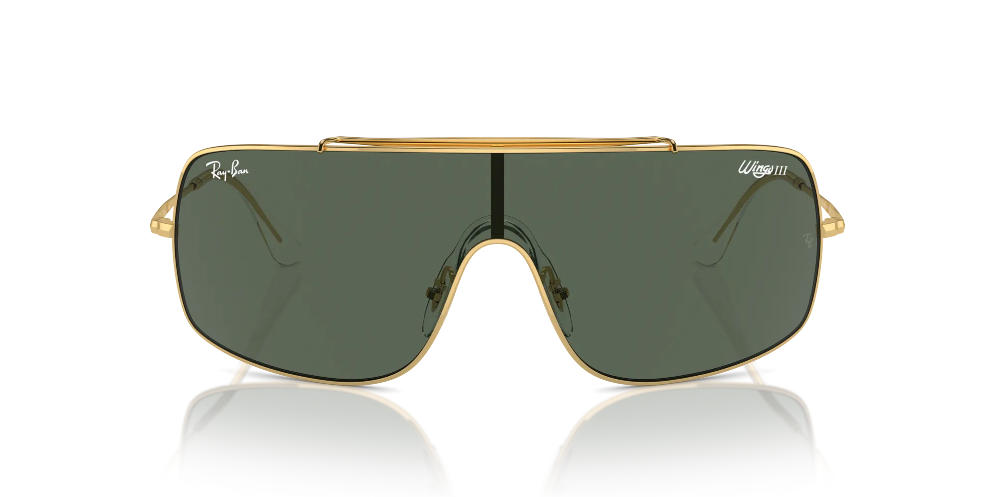 Ray - Ban RB3897 WINGS III 001/71 Occhiali da sole Metallo Oro Verde Squadrata Normale - immagine 3