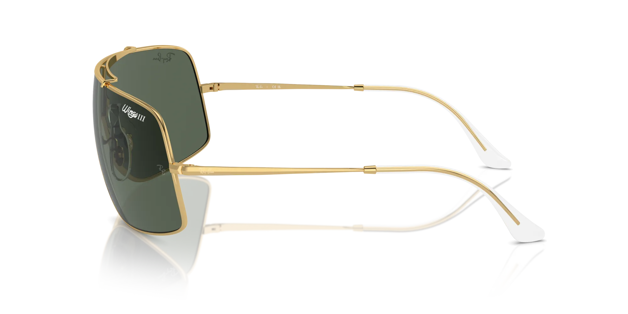 Ray - Ban RB3897 WINGS III 001/71 Occhiali da sole Metallo Oro Verde Squadrata Normale - immagine 4