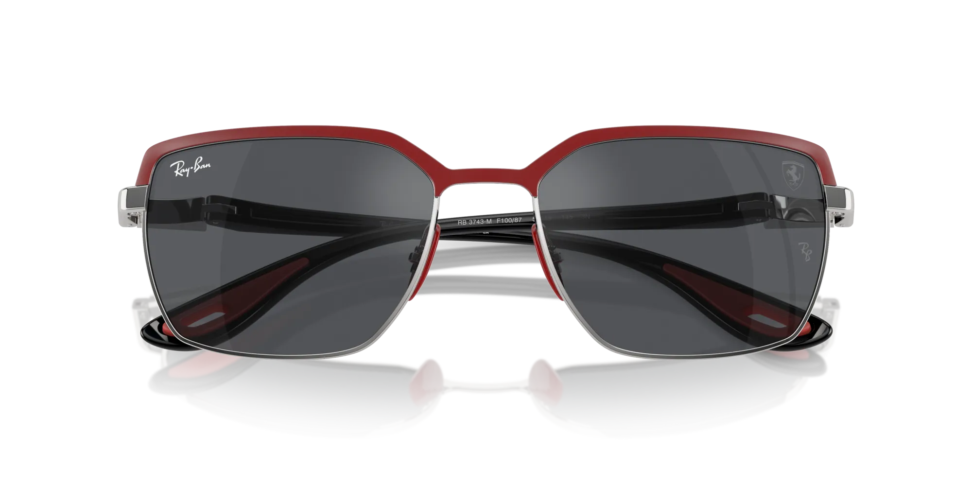 Ray - Ban RB3743M F10087 Occhiali da sole Acciaio Rosso Grigio Squadrata Normale - immagine 2