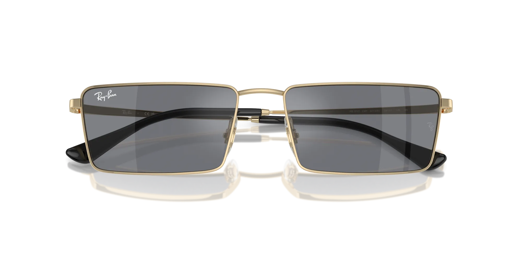 Ray - Ban RB3741 EMY 92136V Occhiali da sole Metallo Oro [""] Squadrata Normale Flash - immagine 2