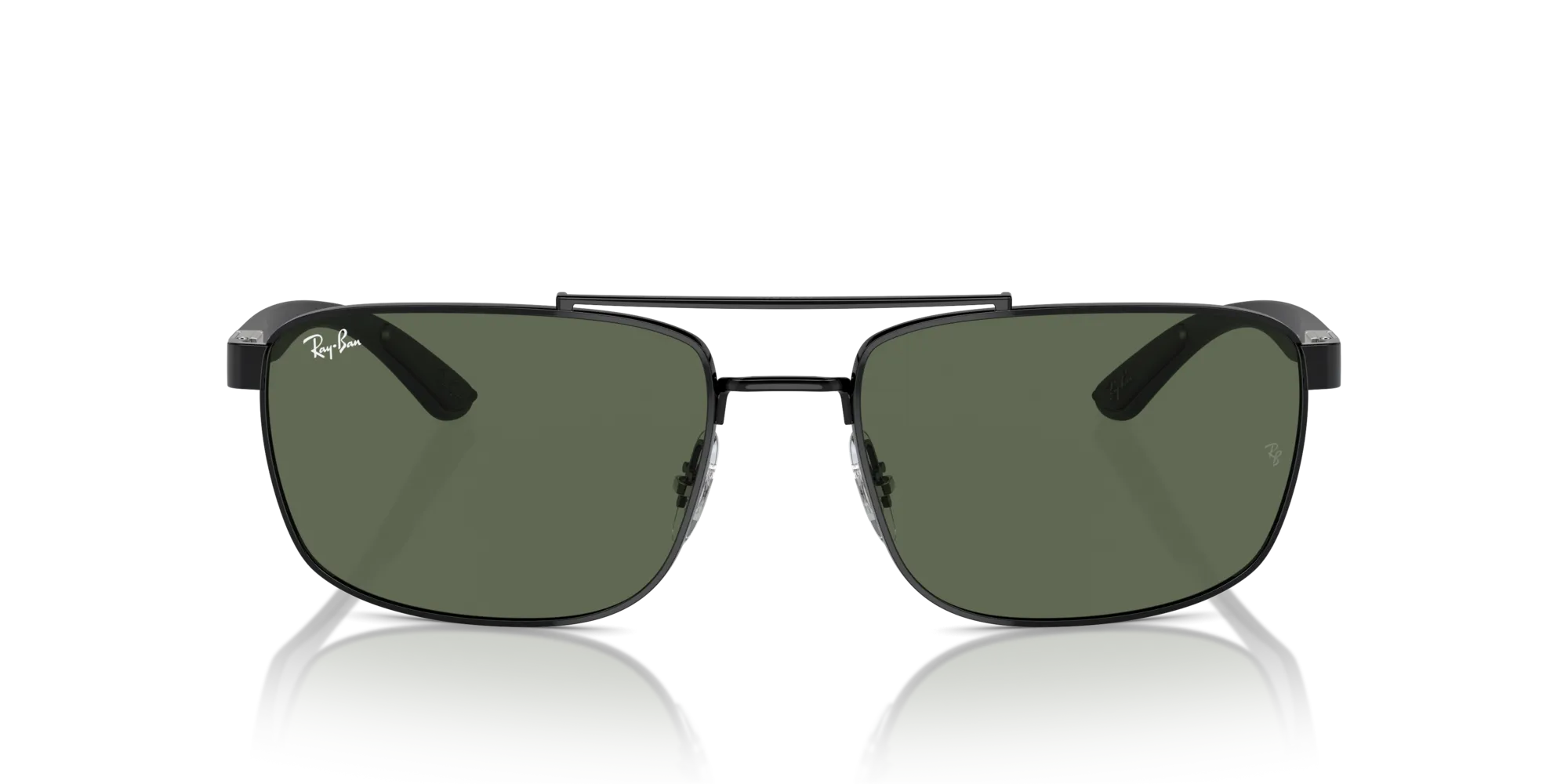 Ray - Ban RB3737 002/71 Occhiali da sole Metallo Nero Verde Squadrata Normale - immagine 3