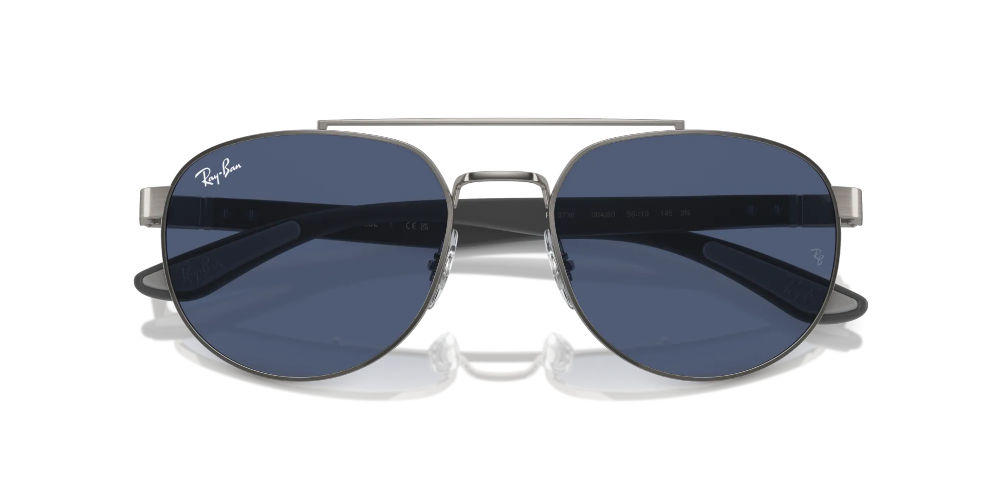 Ray - Ban RB3736 004/80 Occhiali da sole Metallo Grigio Blu Geometrica Normale - immagine 2