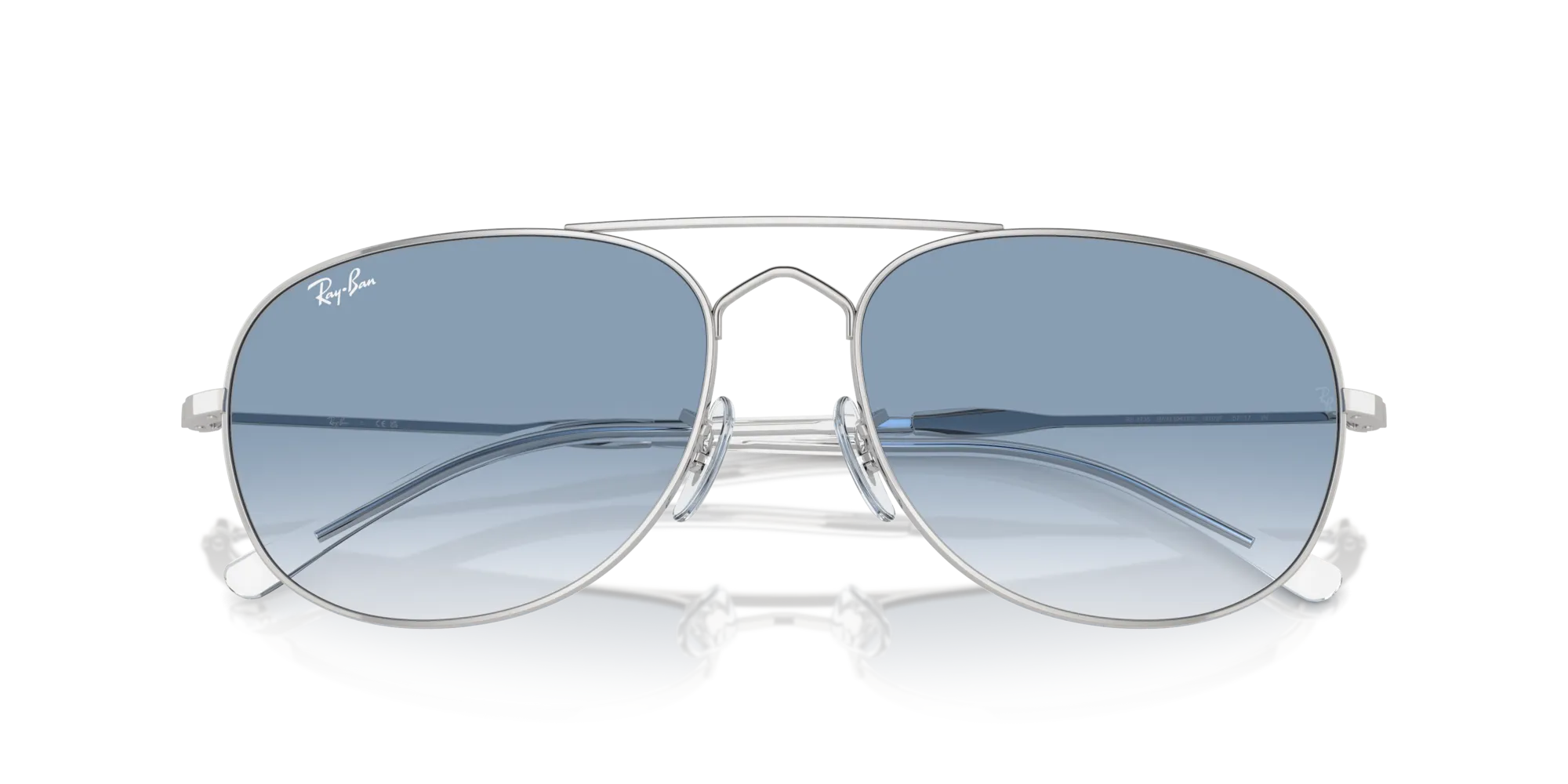 Ray - Ban RB3735 BAIN BRIDGE 003/3F Occhiali da sole Metallo Argento Blu Pilot Normale Sfumato - immagine 2