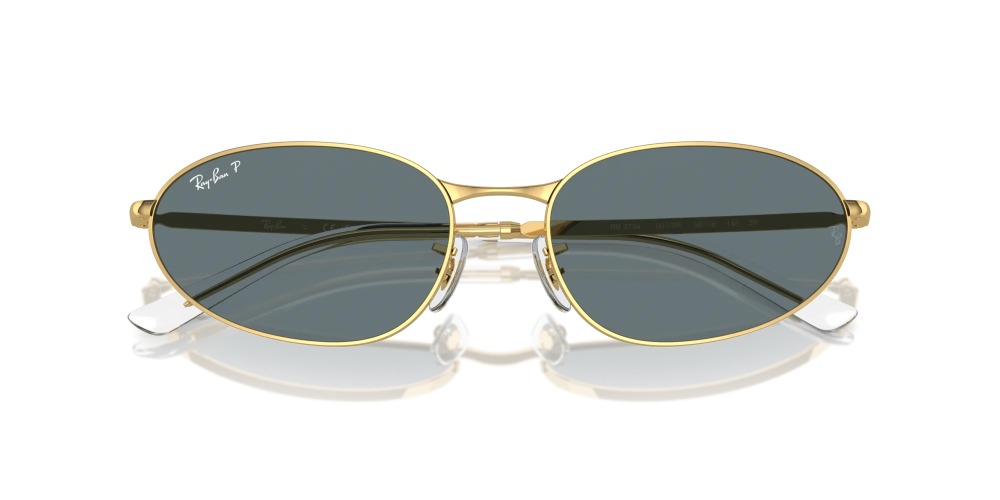Ray - Ban RB3734 001/3R Occhiali da sole Metallo Oro Blu Geometrica Polarizzata Antiriflesso - immagine 2