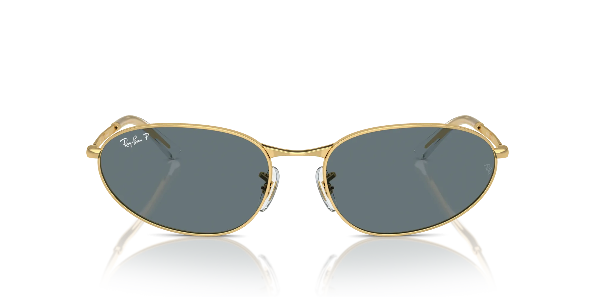 Ray - Ban RB3734 001/3R Occhiali da sole Metallo Oro Blu Geometrica Polarizzata Antiriflesso - immagine 3