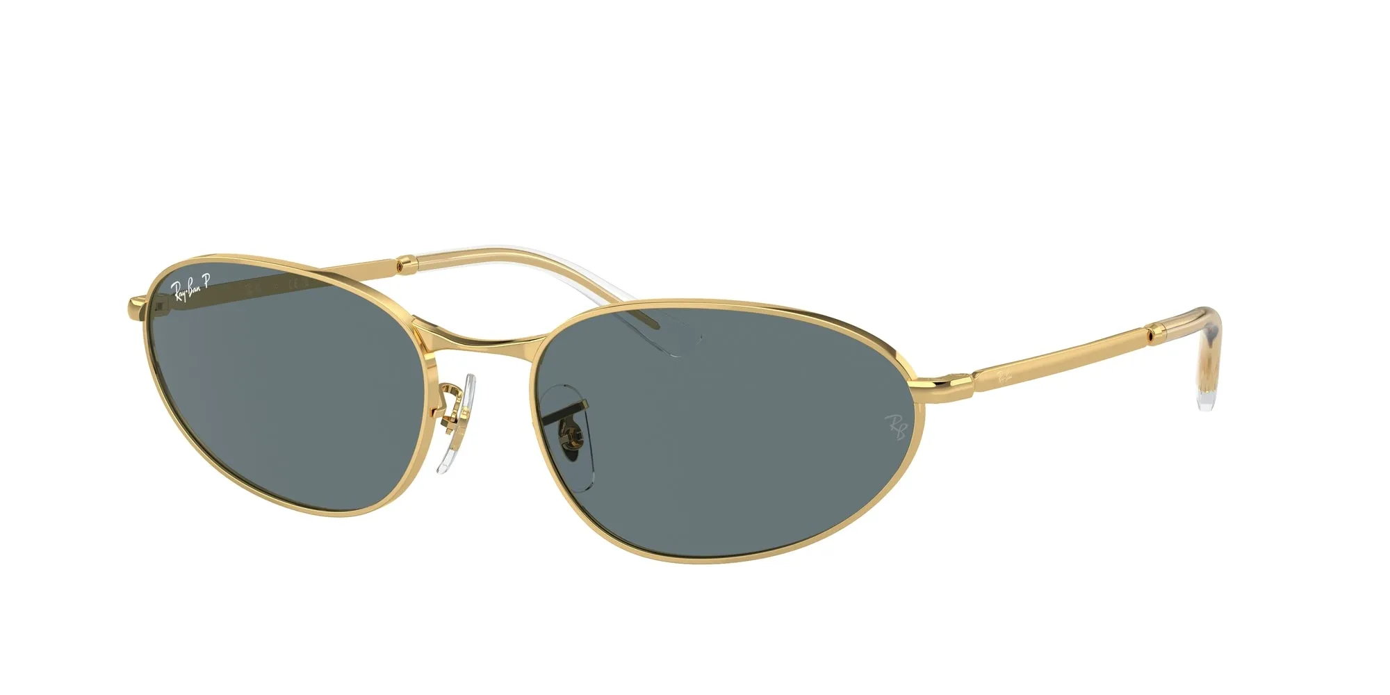 Ray - Ban RB3734 001/3R Occhiali da sole Metallo Oro Blu Geometrica Polarizzata Antiriflesso - immagine 1