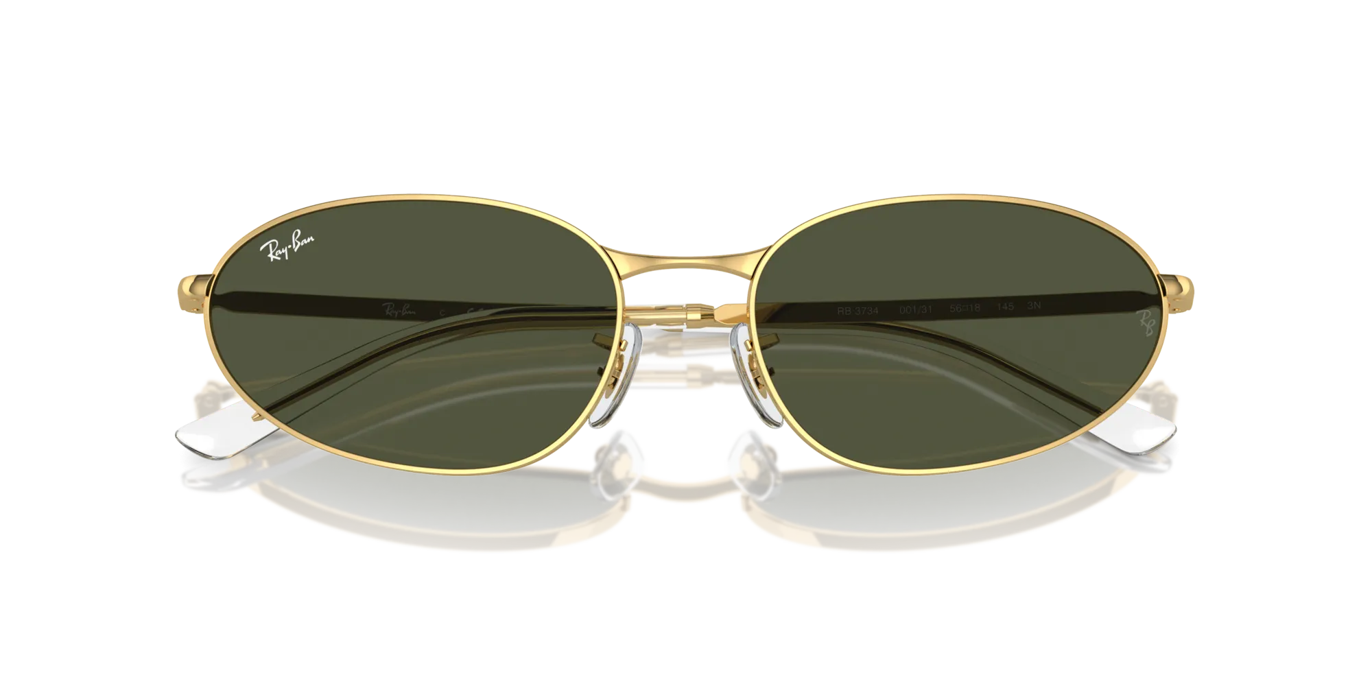 Ray - Ban RB3734 001/31 Occhiali da sole Metallo Oro Verde Geometrica Normale - immagine 2