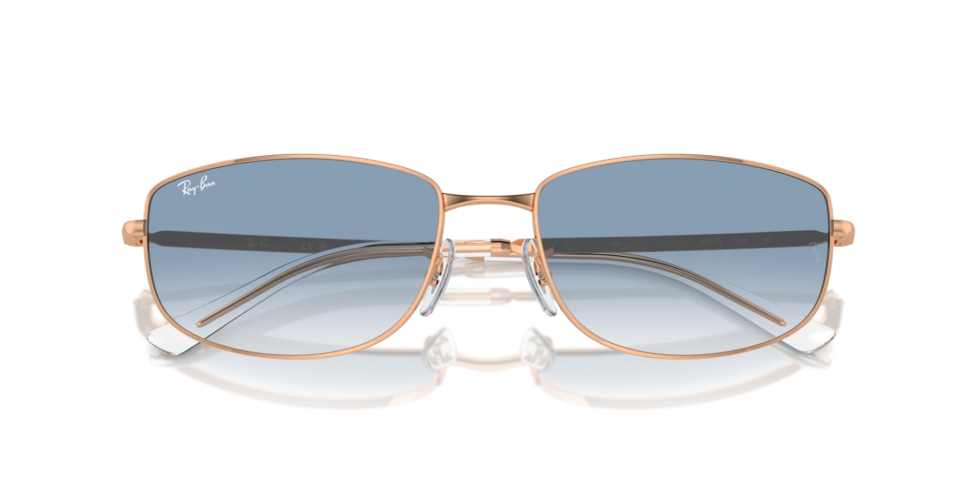 Ray - Ban RB3732 92023F Occhiali da sole Metallo Oro Blu Geometrica Normale Sfumato - immagine 2