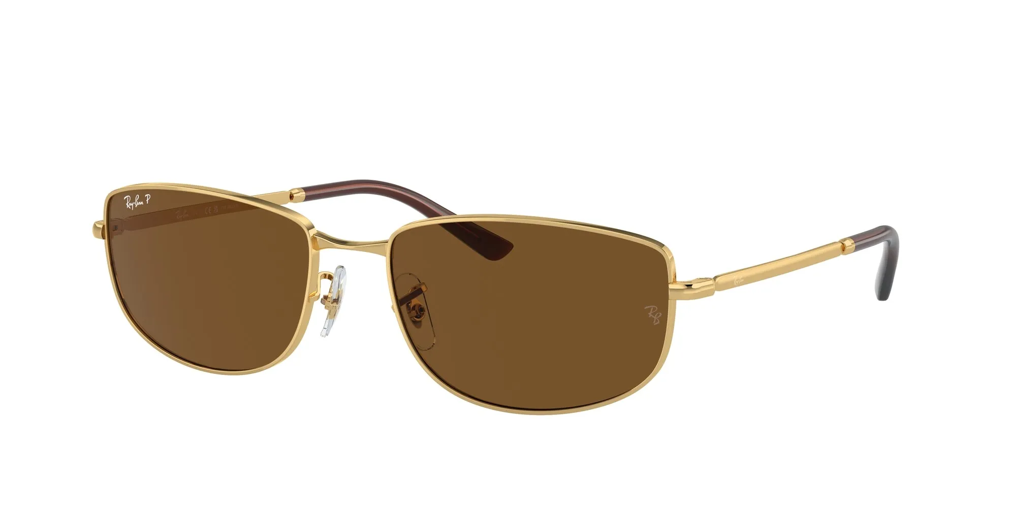Ray - Ban RB3732 001/57 Occhiali da sole Metallo Oro Marrone Geometrica Polarizzata Antiriflesso - immagine 1