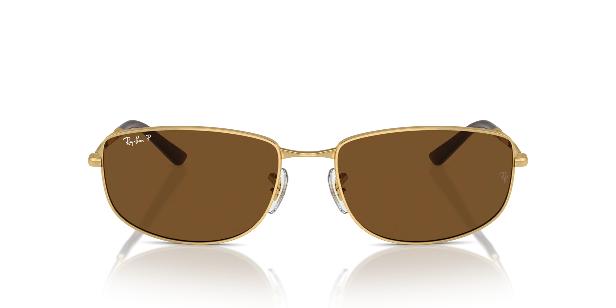 Ray - Ban RB3732 001/57 Occhiali da sole Metallo Oro Marrone Geometrica Polarizzata Antiriflesso - immagine 3