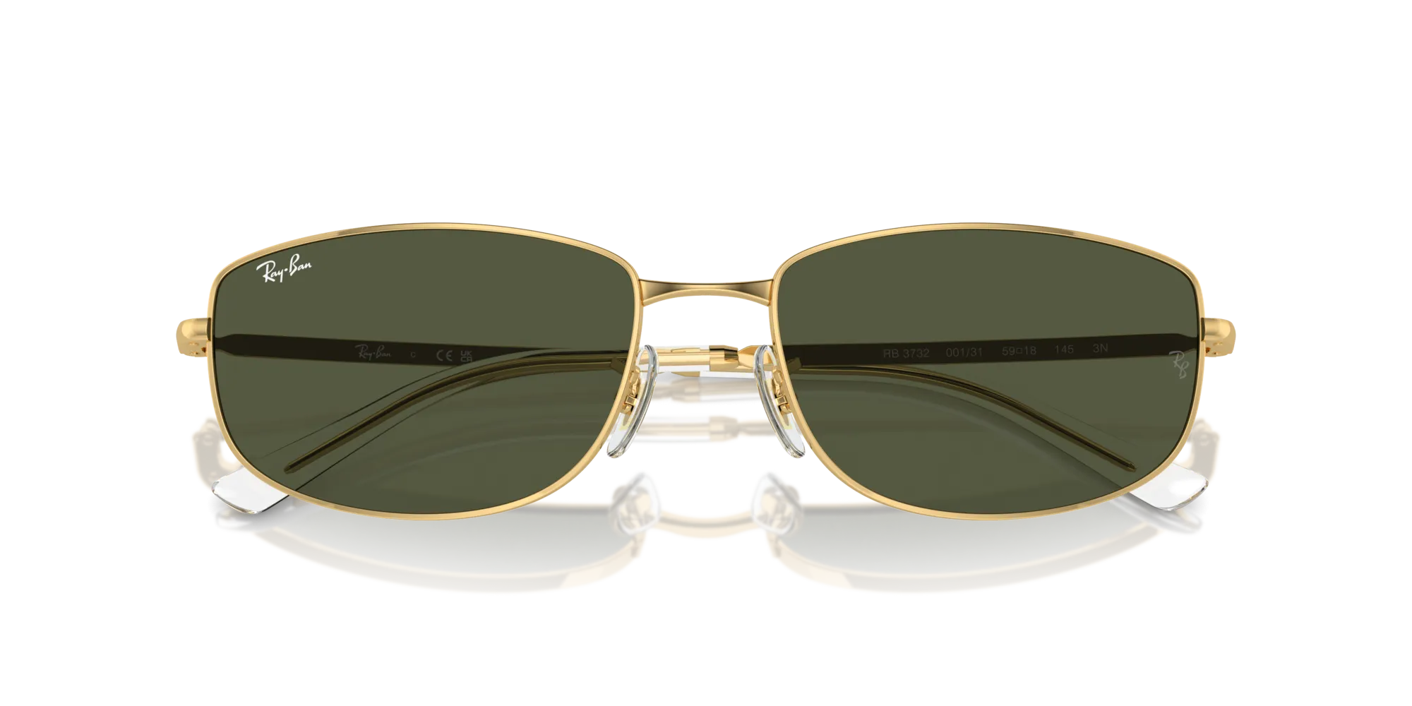 Ray - Ban RB3732 001/31 Occhiali da sole Metallo Oro Verde Geometrica Normale - immagine 2