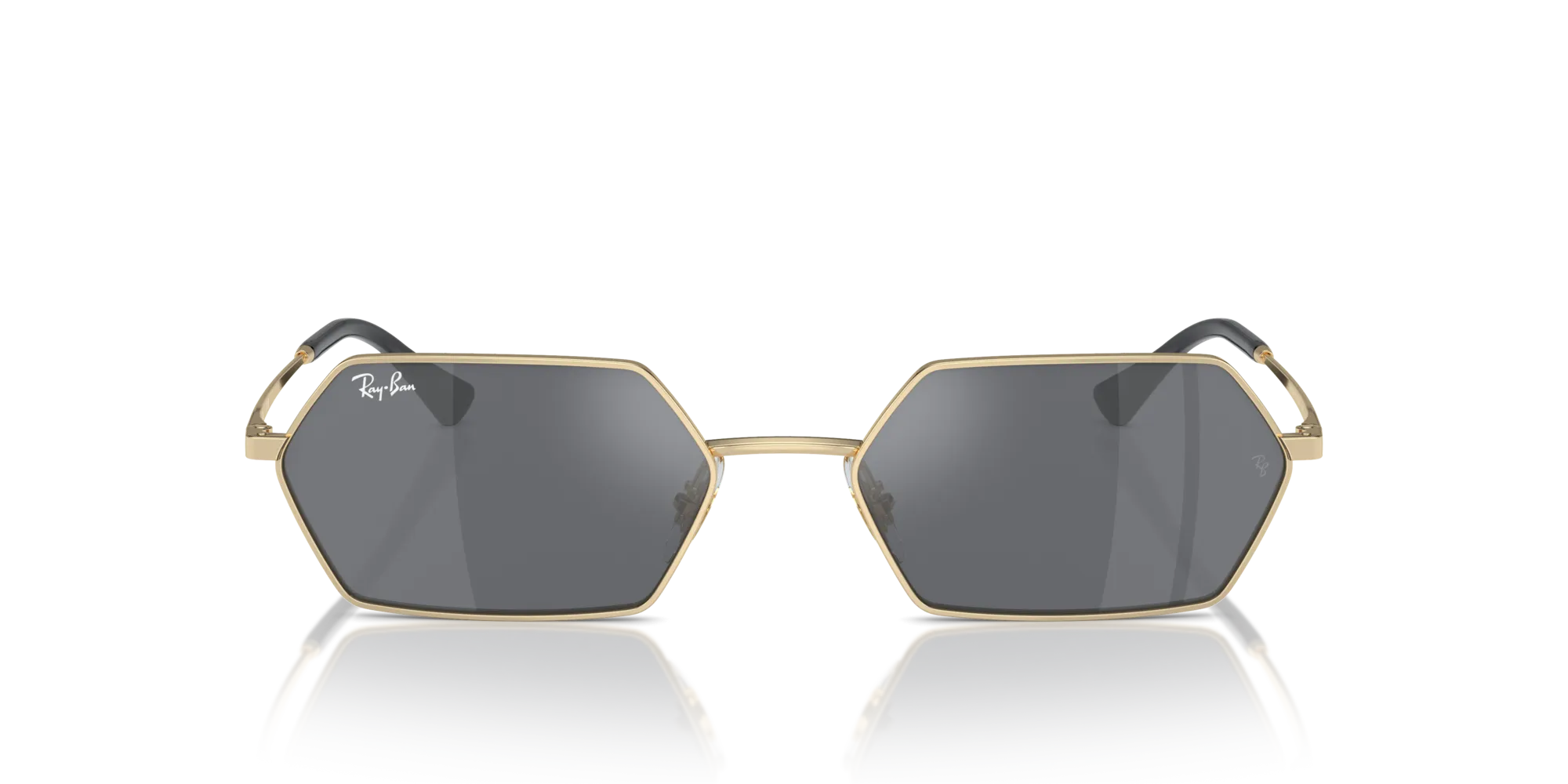Ray - Ban RB3728 YEVI 92136V Occhiali da sole Metallo Oro Grigio Geometrica Normale Specchiato - immagine 3