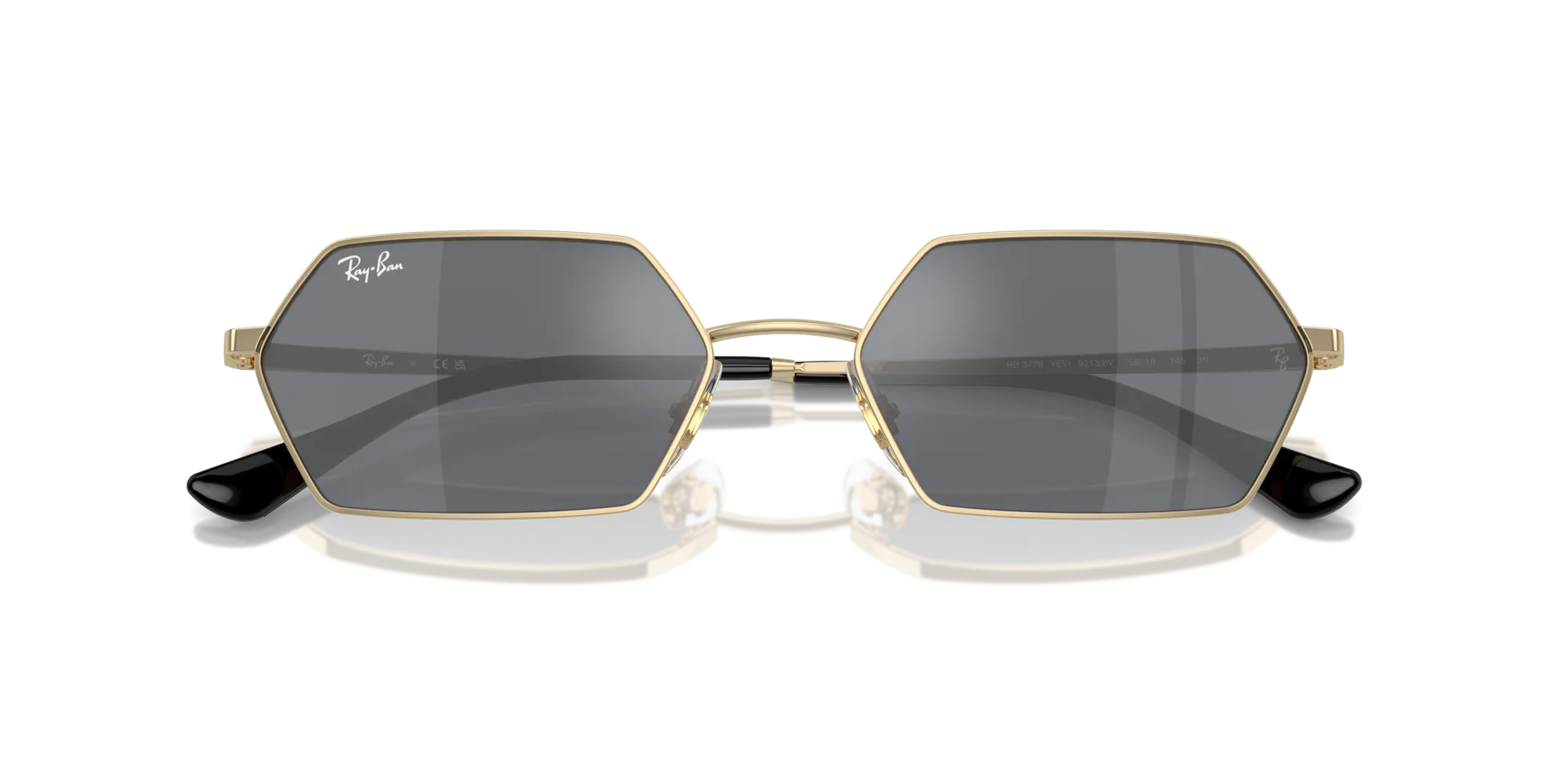 Ray - Ban RB3728 YEVI 92136V Occhiali da sole Metallo Oro Grigio Geometrica Normale Specchiato - immagine 2