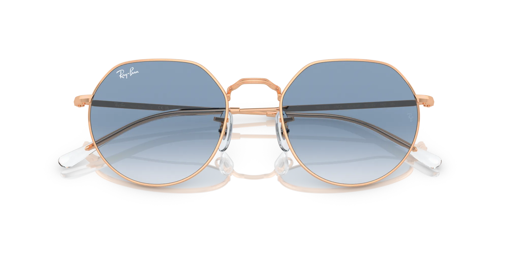Ray - Ban RB3565 JACK 92023F Occhiali da sole Metallo Oro Blu Geometrica Normale Sfumato - immagine 2