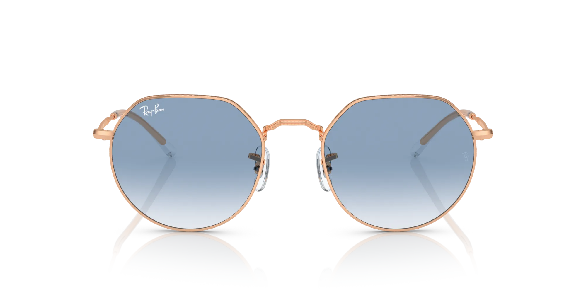 Ray - Ban RB3565 JACK 92023F Occhiali da sole Metallo Oro Blu Geometrica Normale Sfumato - immagine 3