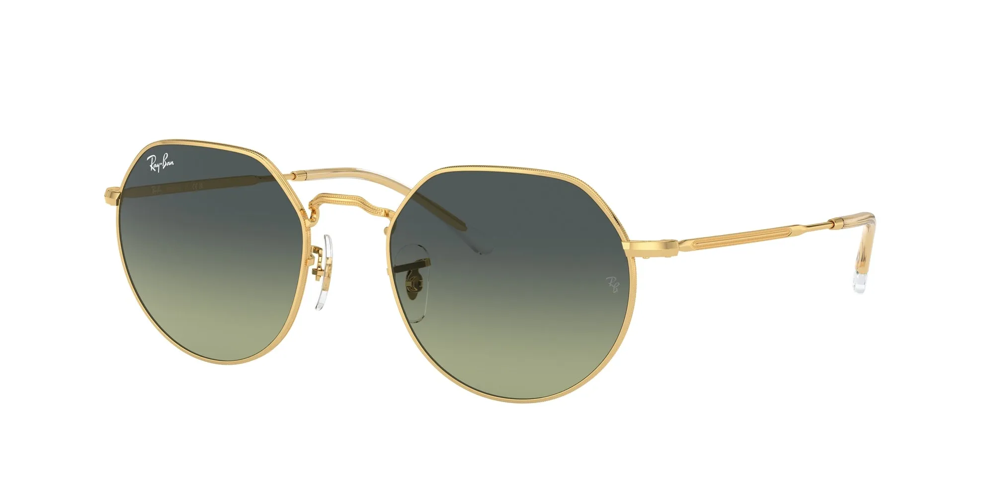 Ray - Ban RB3565 JACK 001/BH Occhiali da sole Metallo Oro Verde Geometrica Normale Sfumato - immagine 1