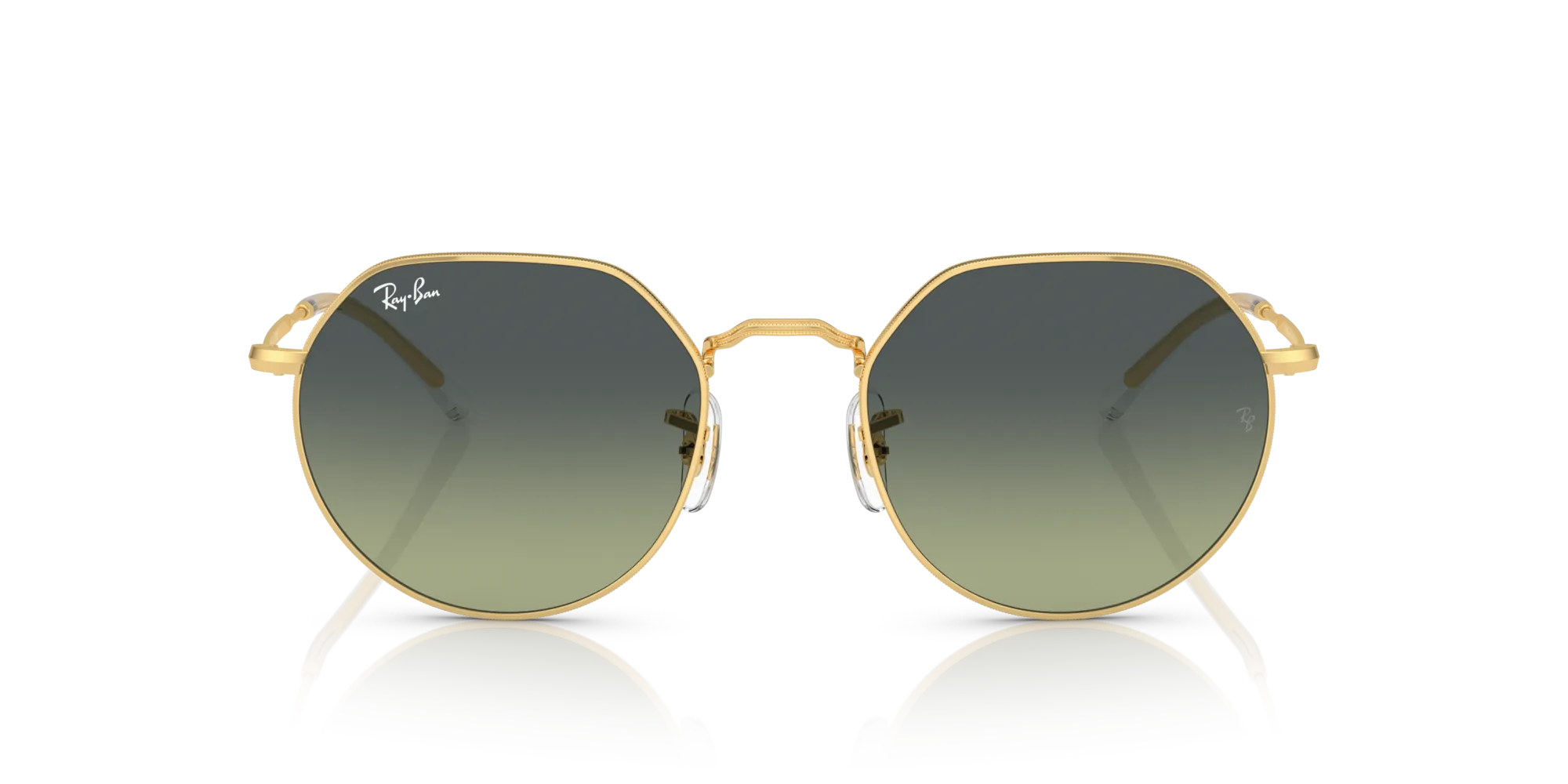 Ray - Ban RB3565 JACK 001/BH Occhiali da sole Metallo Oro Verde Geometrica Normale Sfumato - immagine 3
