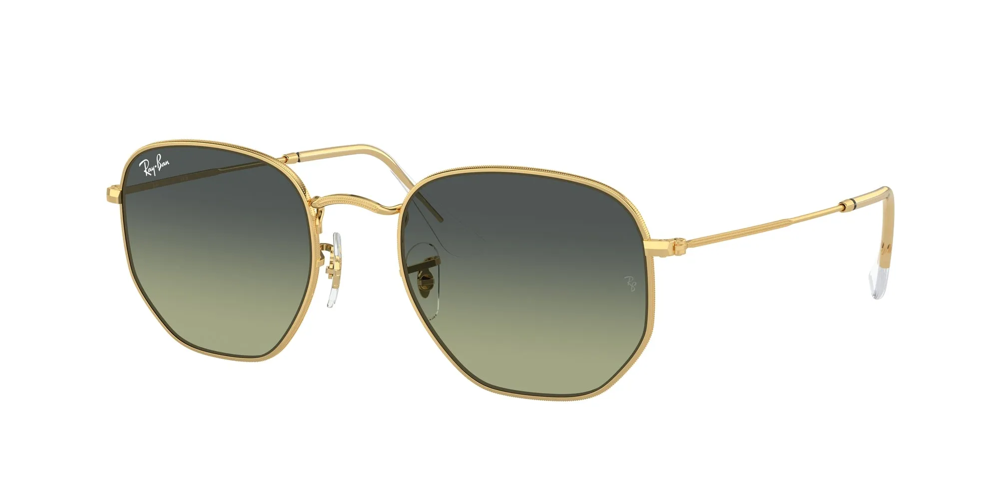 Ray - Ban RB3548 HEXAGONAL 001/BH Occhiali da sole Metallo Oro Verde Geometrica Normale Sfumato - immagine 1