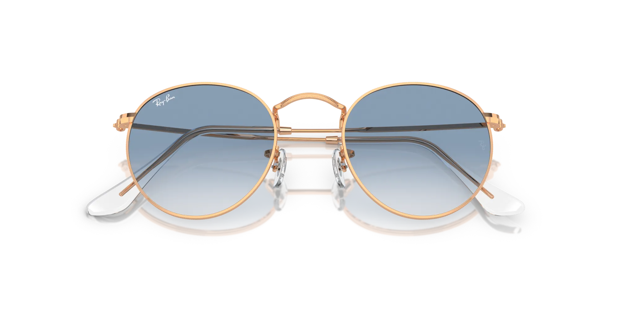 Ray - Ban RB3447 ROUND METAL 92023F Occhiali da sole Metallo Oro Blu Rotonda Normale Sfumato - immagine 2