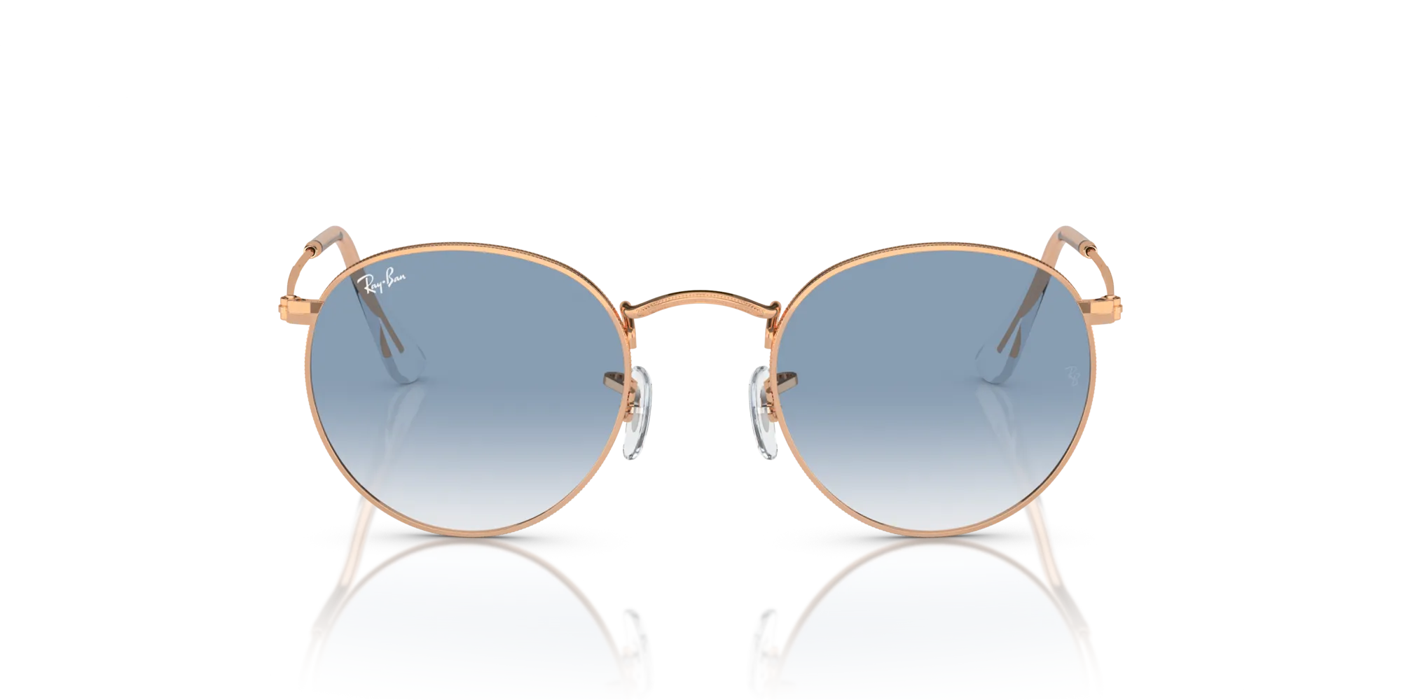 Ray - Ban RB3447 ROUND METAL 92023F Occhiali da sole Metallo Oro Blu Rotonda Normale Sfumato - immagine 3