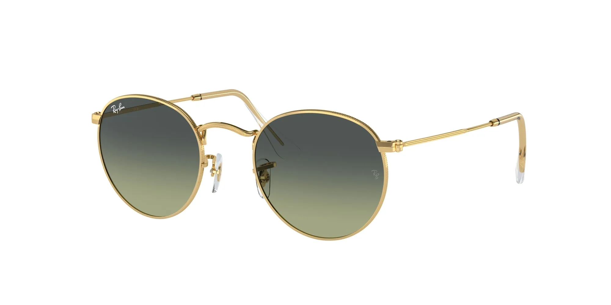 Ray - Ban RB3447 ROUND METAL 001/BH Occhiali da sole Metallo Oro Verde Rotonda Normale Sfumato - immagine 1