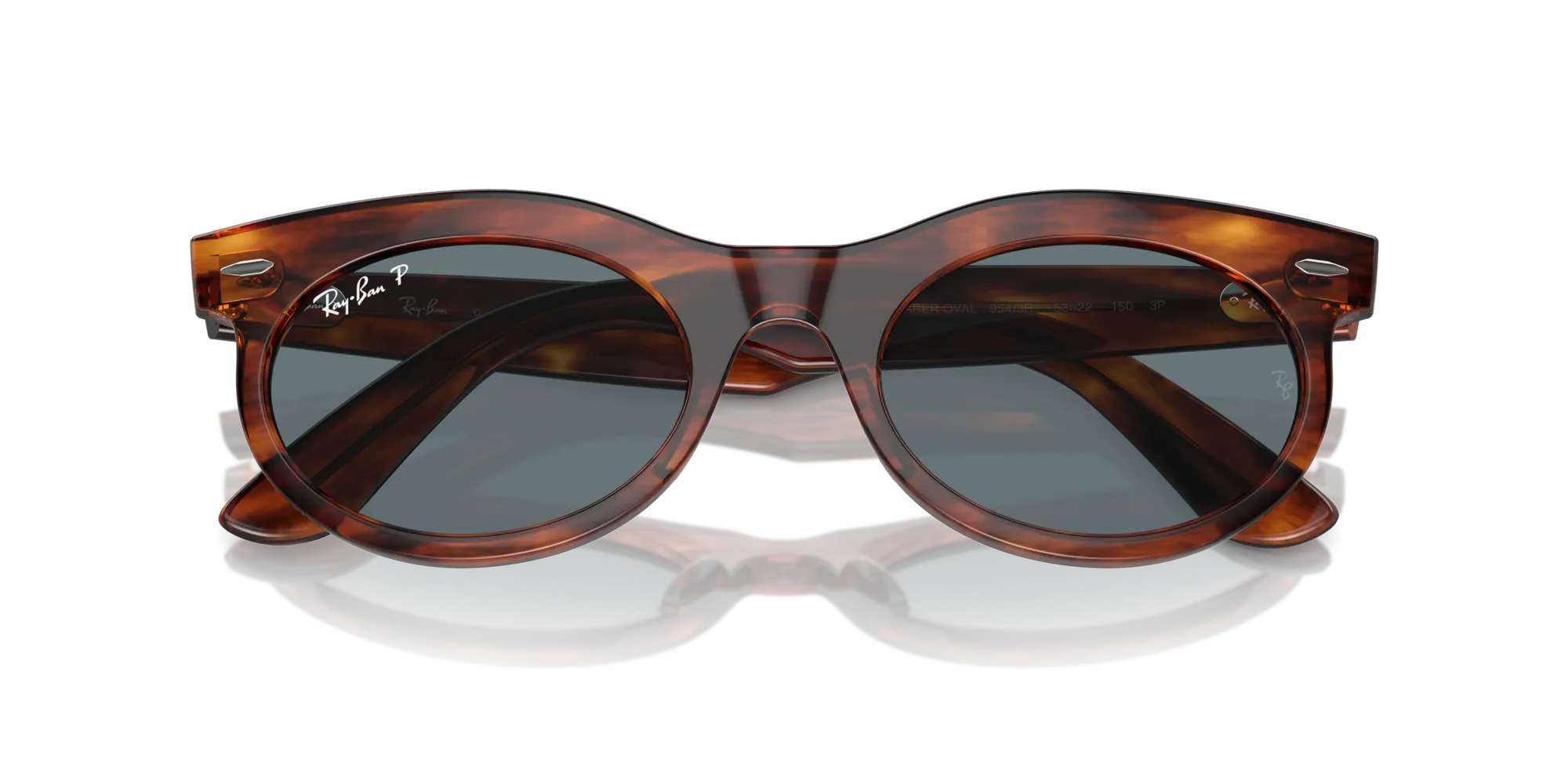 Ray - Ban RB2242 WAYFARER OVAL 954/3R Occhiali da sole Acetato Marrone Blu Rotonda Polarizzata Antiriflesso - immagine 2