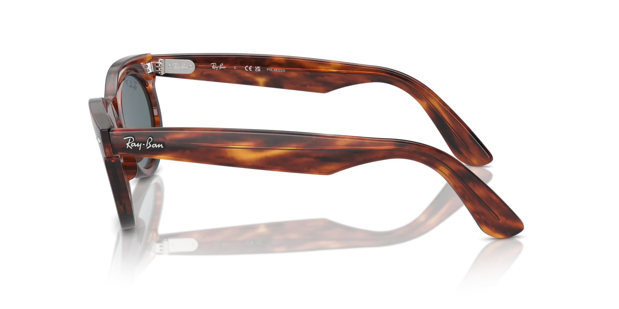 Ray - Ban RB2242 WAYFARER OVAL 954/3R Occhiali da sole Acetato Marrone Blu Rotonda Polarizzata Antiriflesso - immagine 4